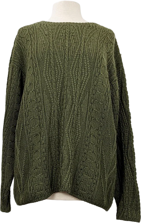 80s Green Wool Pullover Chunky Knit Sweater By L.L. Bean