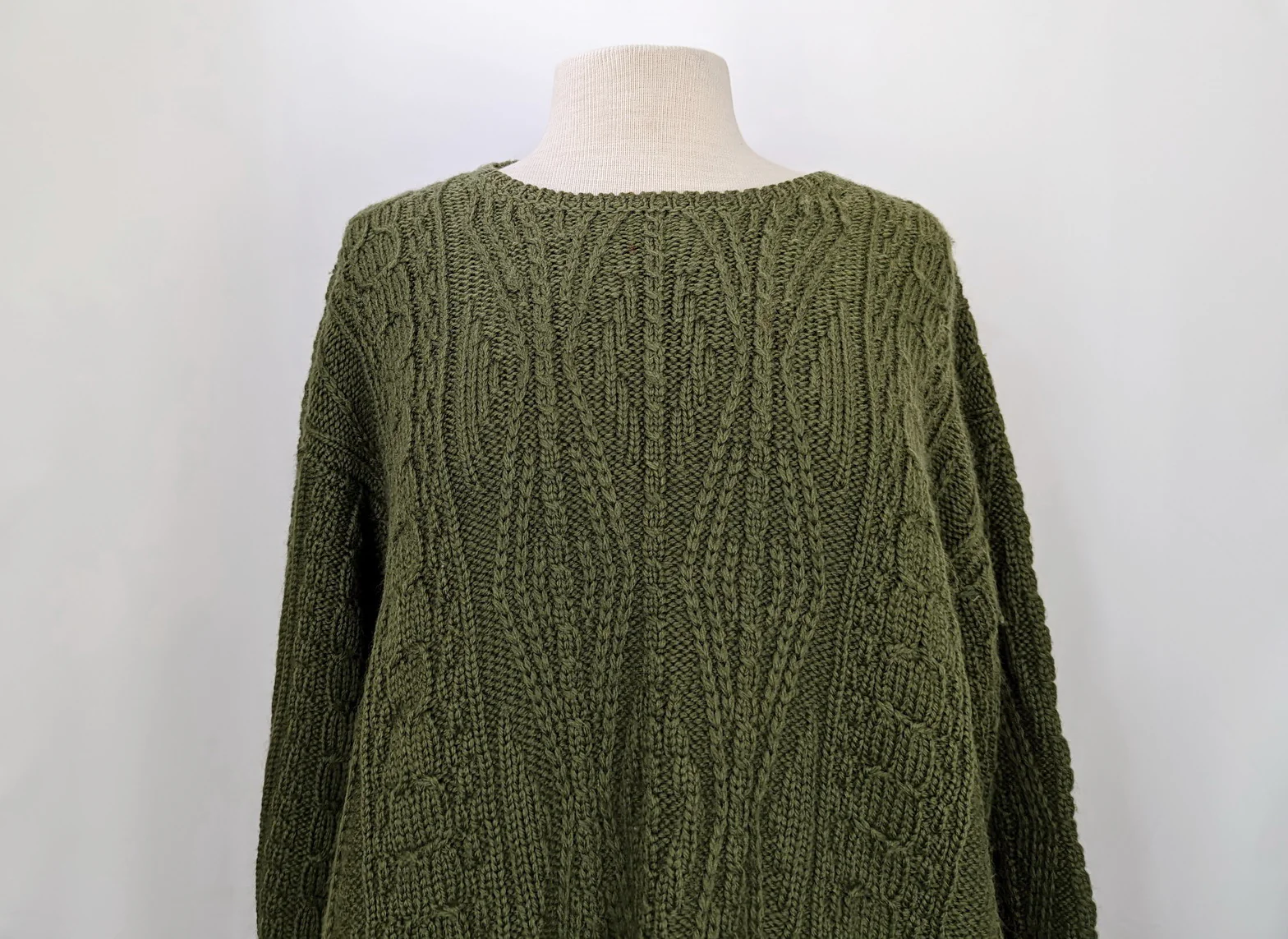 80s Green Wool Pullover Chunky Knit Sweater By L.L. Bean - Image 3