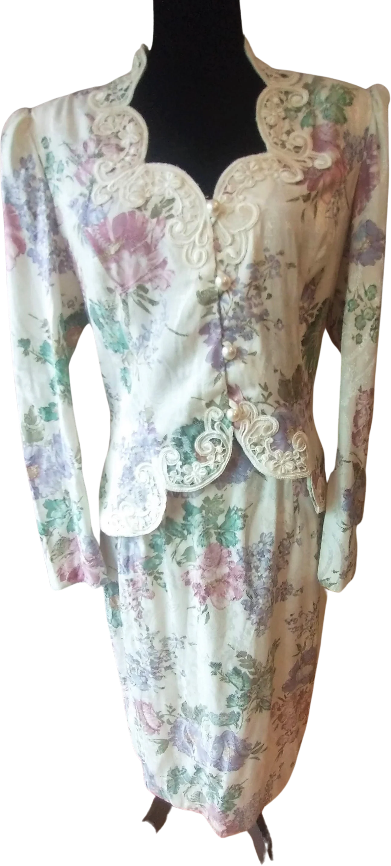 80s Gunne Sax Floral Suit Skirt Blazer Mother of Bride Mother of Groom Wedding Size Small by Scott Mcclintock