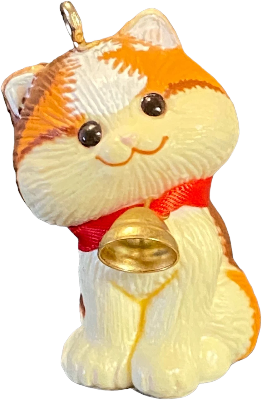 80s Christmas Tabby Kitten With Bell Ornament by Hallmark