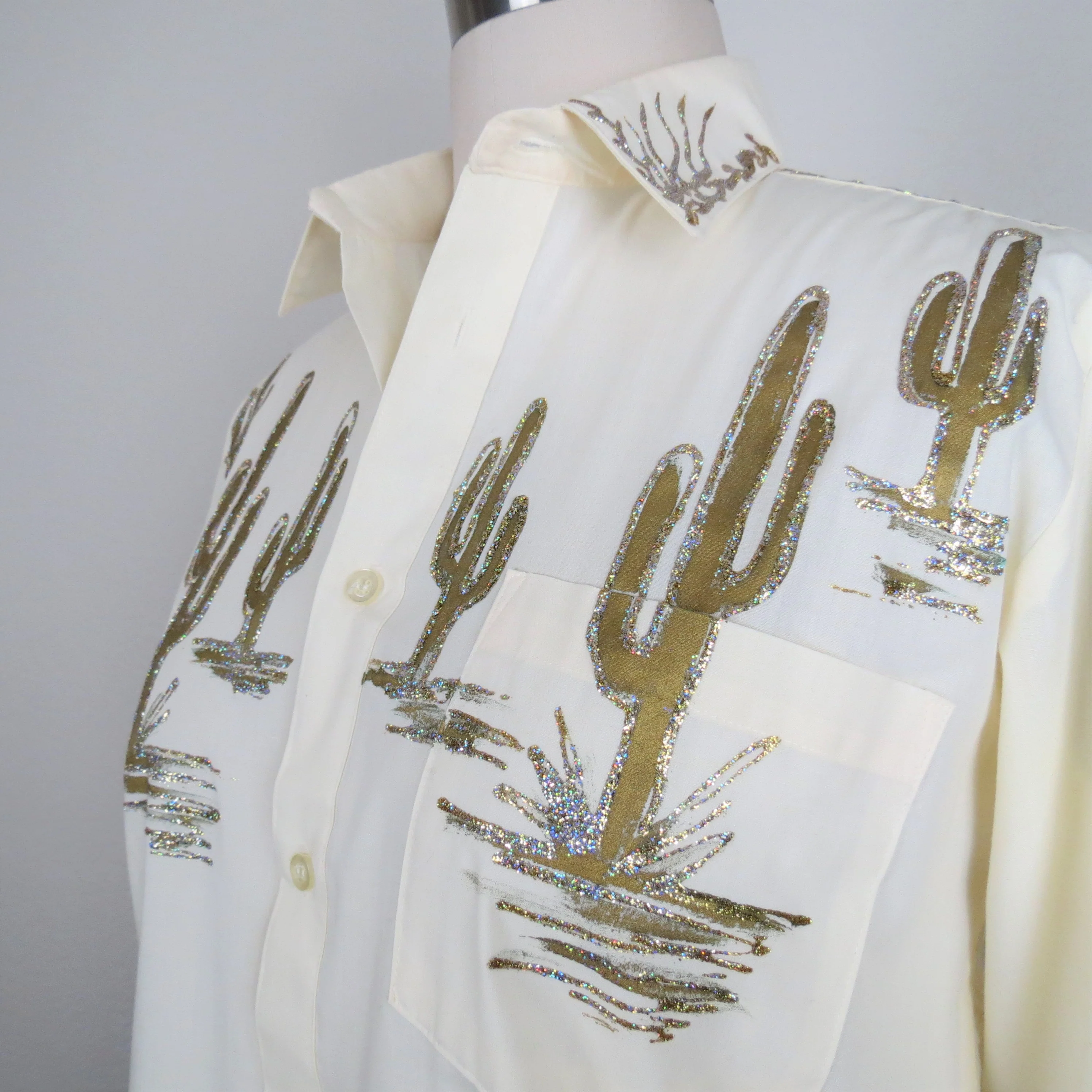 80s Hand Painted Blouse Art To Wear Western Cowgirl By Art Attack - Image 3