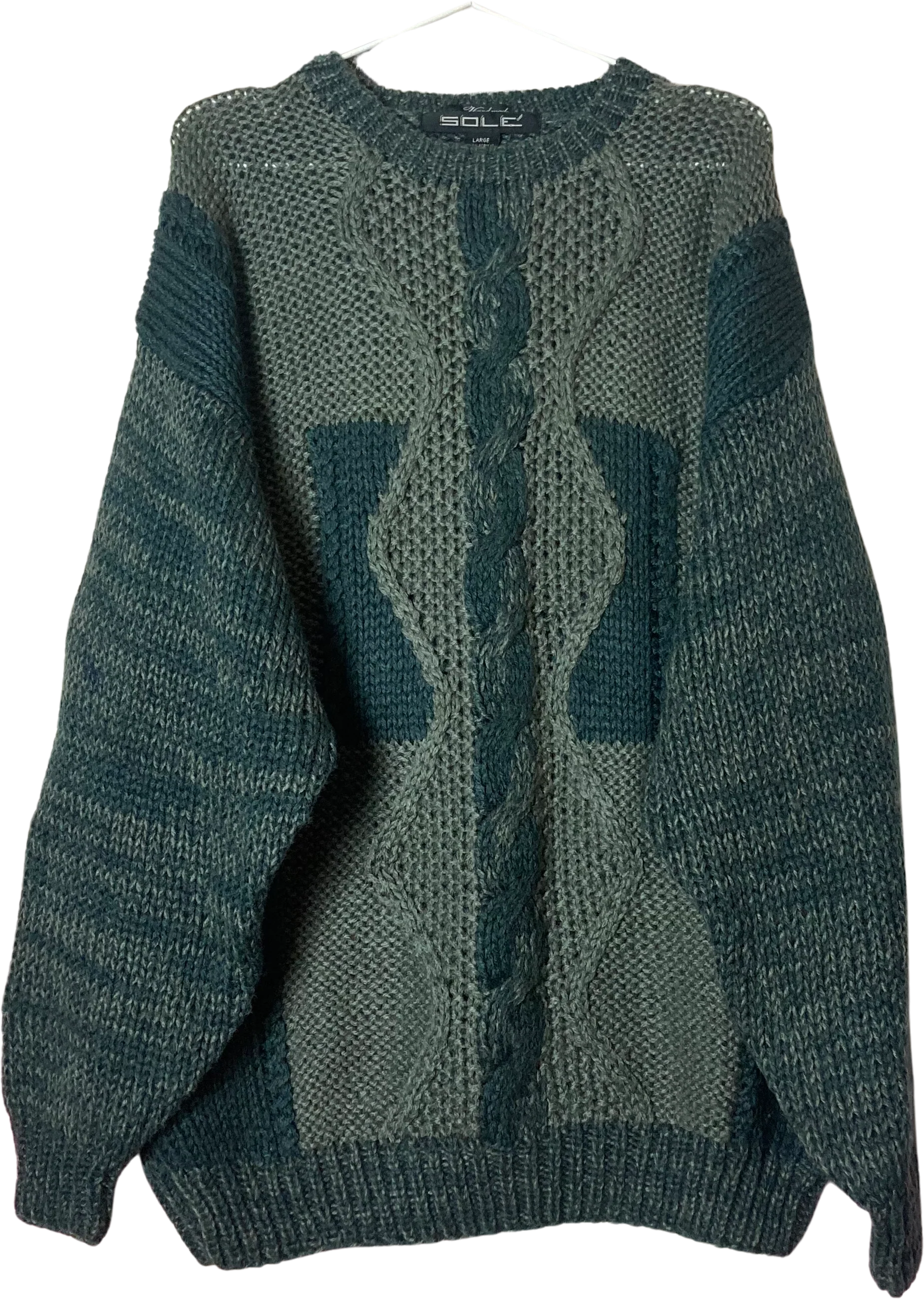 80s Handmade Cable Knit Acrylic Sweater By Solé