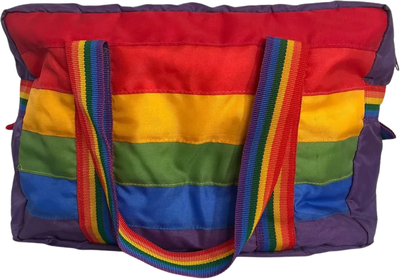 80s Hawaii Rainbow Nylon Puffer Tote Duffel Bag - Image 2
