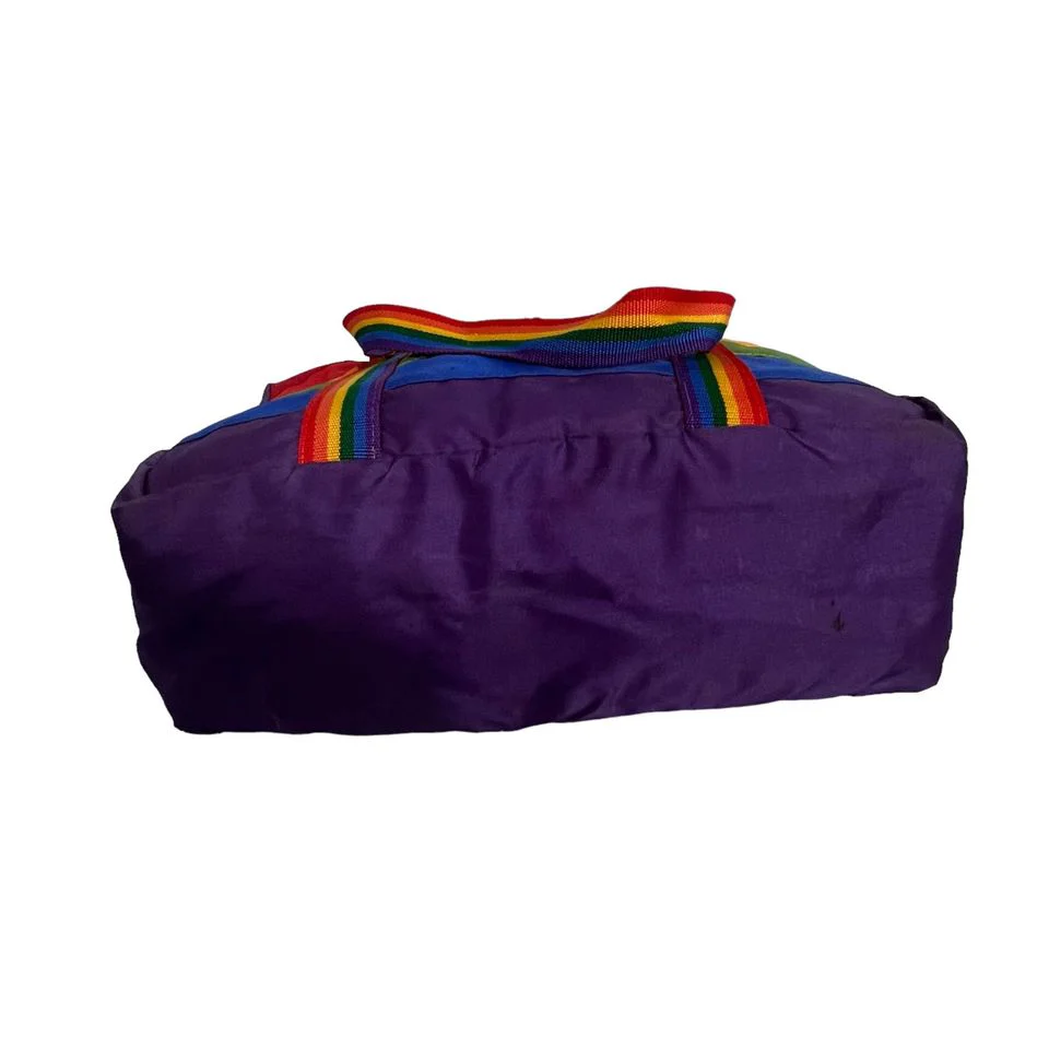 80s Hawaii Rainbow Nylon Puffer Tote Duffel Bag - Image 4