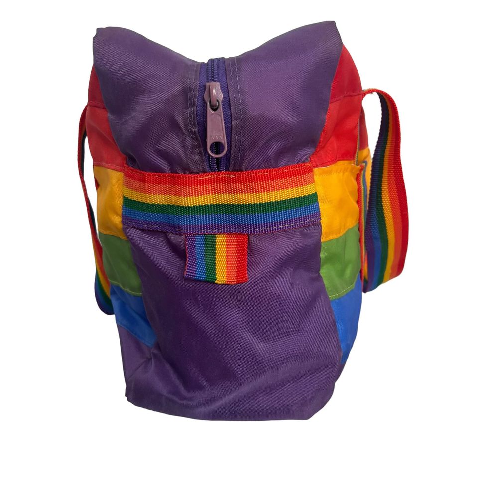 80s Hawaii Rainbow Nylon Puffer Tote Duffel Bag - Image 5