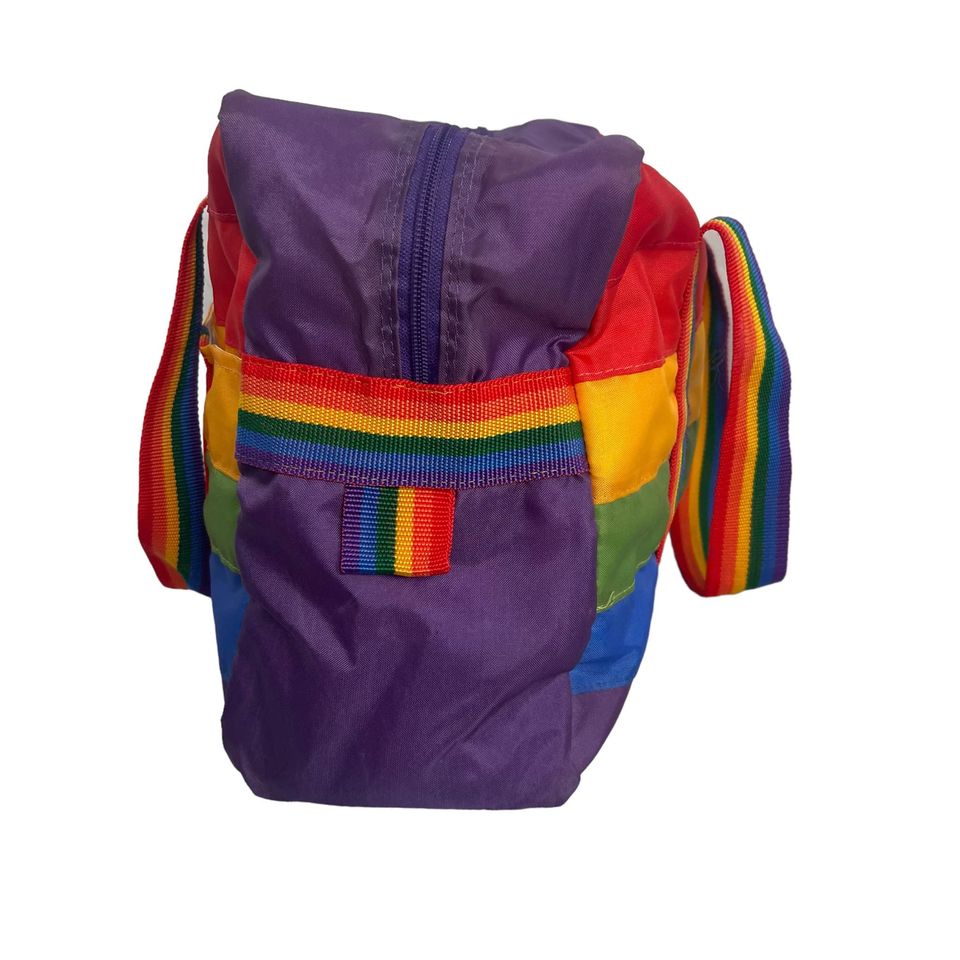 80s Hawaii Rainbow Nylon Puffer Tote Duffel Bag - Image 6