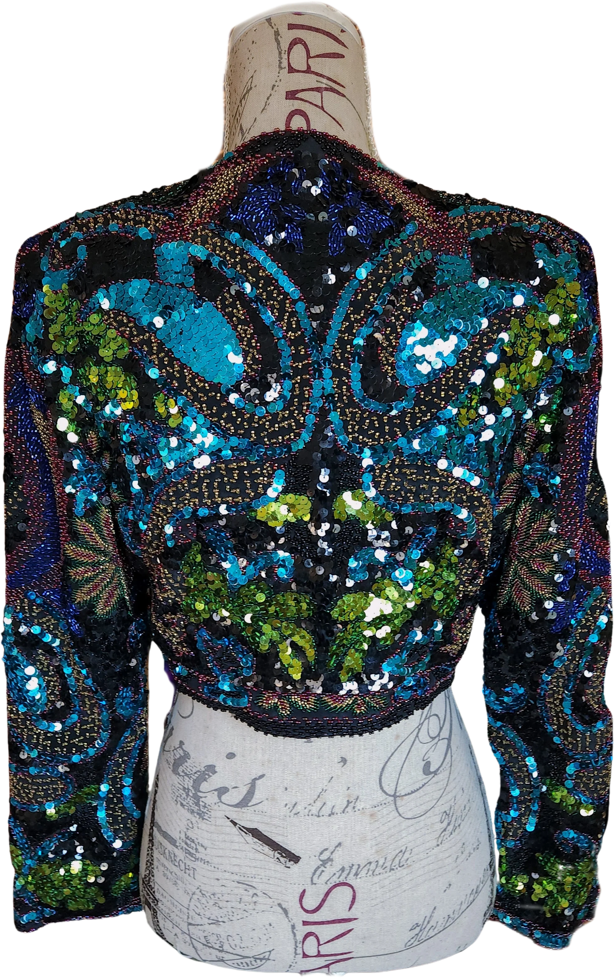 80s Heavily Beaded Multicolor Jacket By Lillie Ruben - Image 2