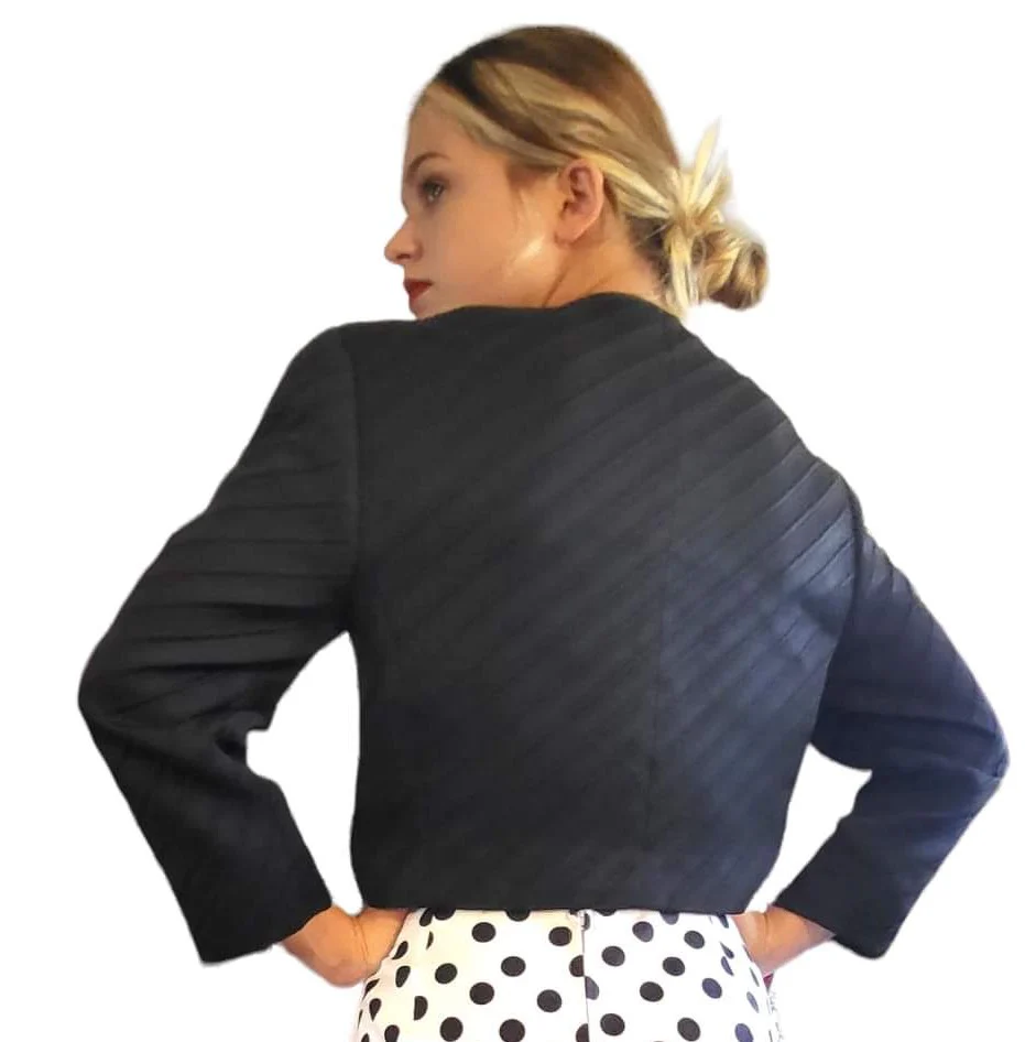 80s High End Textured Bolero Jacket W Jeweled Brooches By Krizia Italy - Image 8