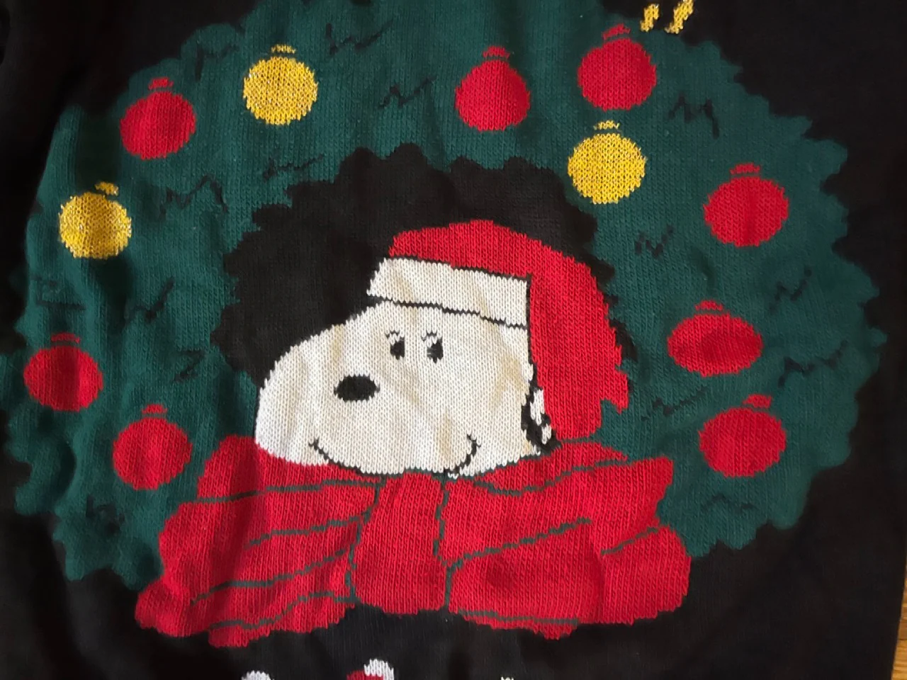 80s Holiday Snoopy With Woodstock Acrylic Ugly Sweater By Snoopy & Friends - Image 3