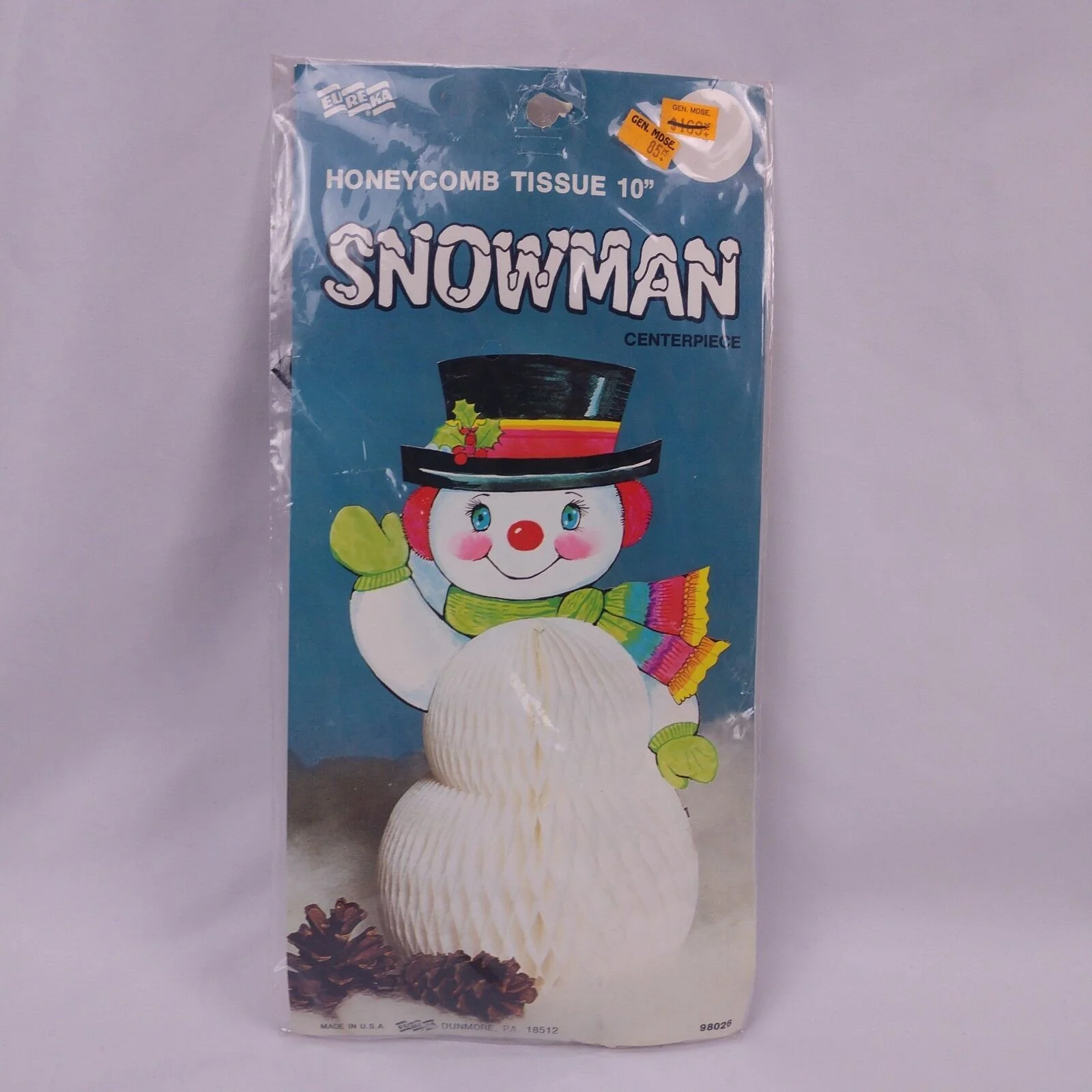 80s Honeycomb Tissue Snowman Table Party Decor By Eureka - Image 9