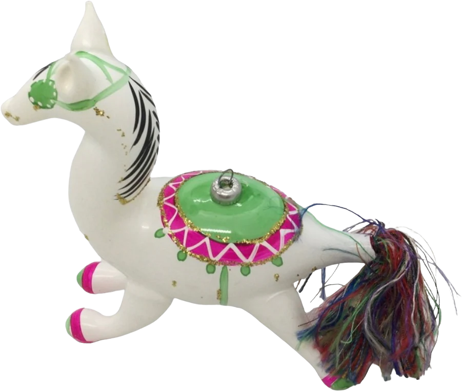 80s Horse Glass Ornament Hand Painted Mouth Blown