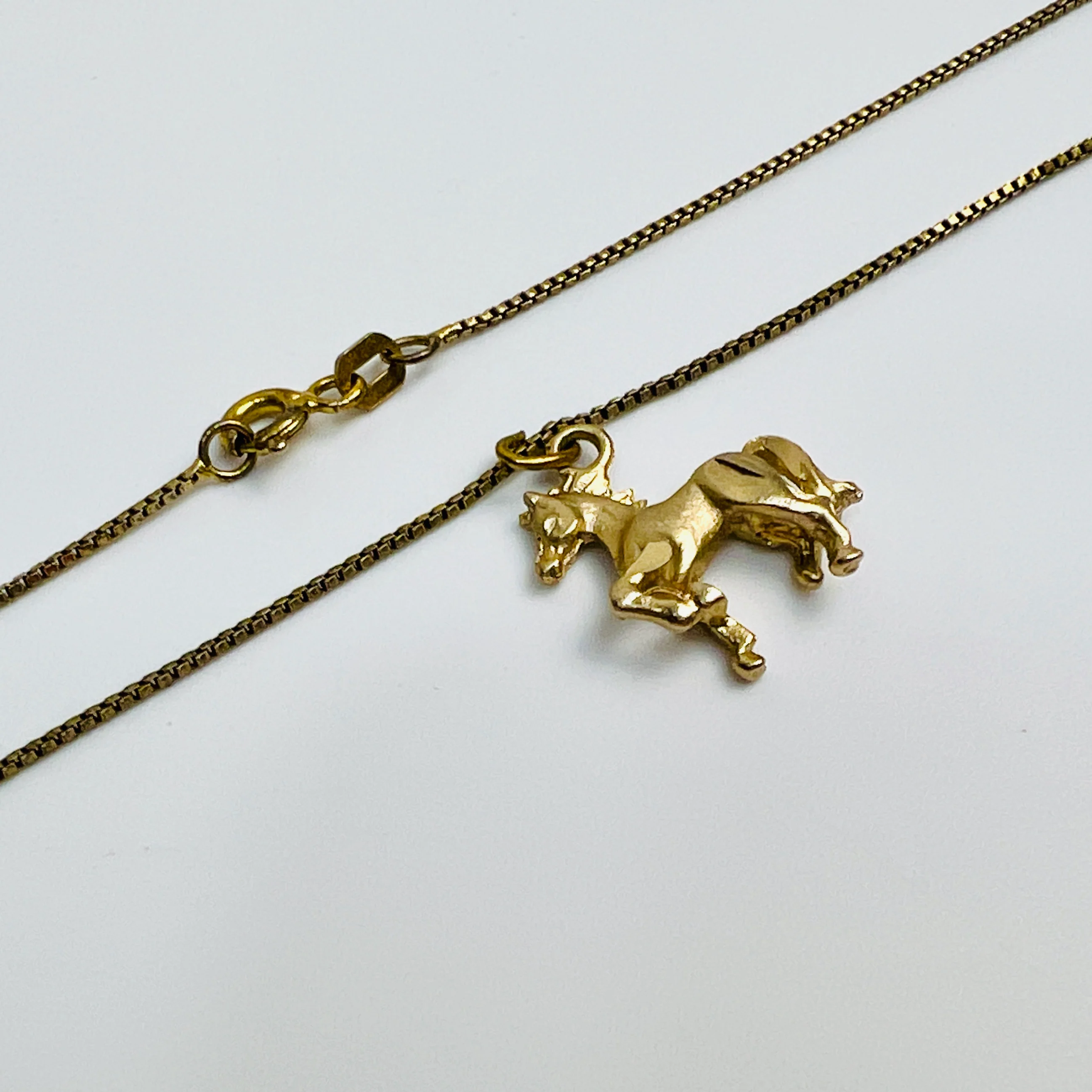 80s Horse Pendant Necklace Gold Over 925 Sterling 18in - Image 5