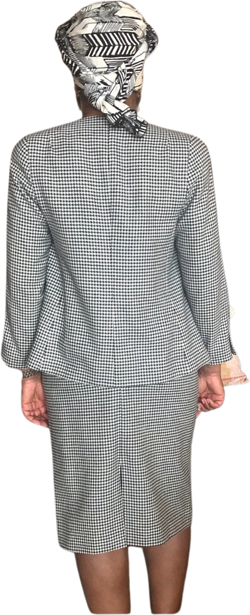 80s Houndstooth Black And White Asymmetrical Wool Suit by Suits Galore - Image 2