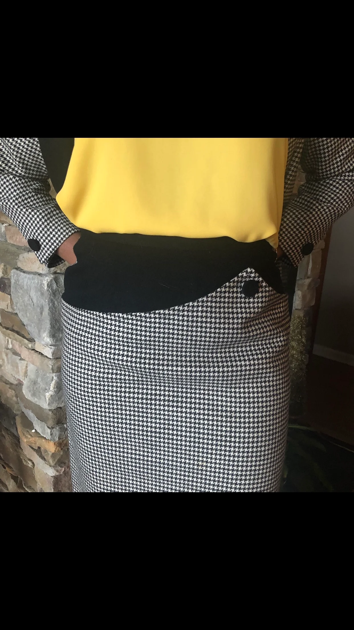 80s Houndstooth Black And White Asymmetrical Wool Suit by Suits Galore - Image 5