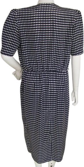 80s Houndstooth Career Dress Black White Pockets By Liz Roberts - Image 2