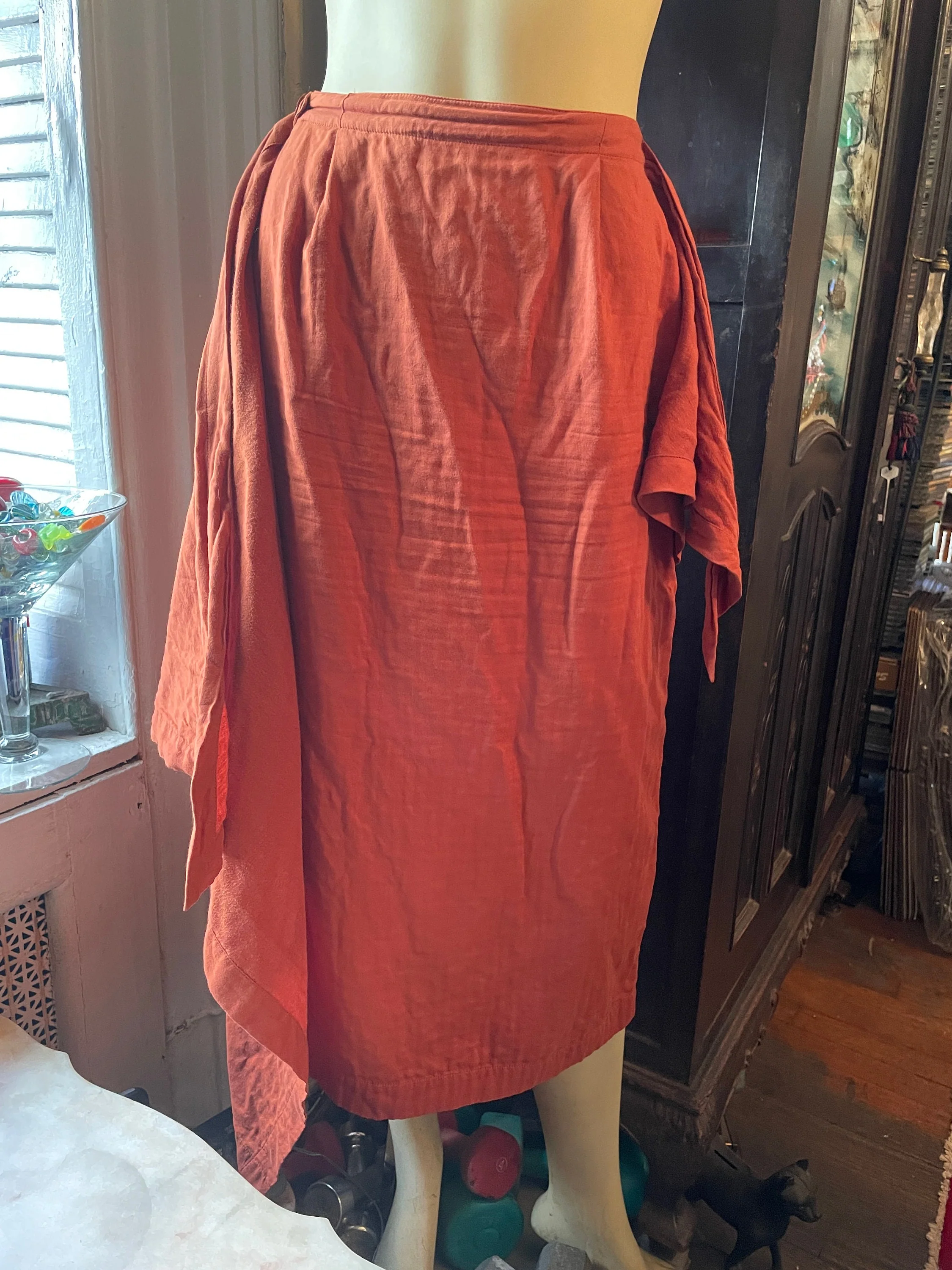 80s Iconic Issey Miyake Rust Color Skirt Very Collectable Soft Cotton - Image 6