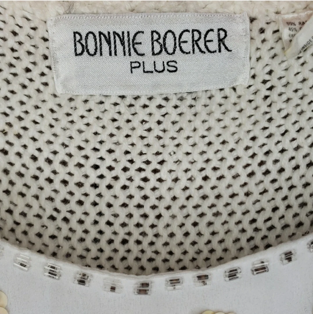 80s Iridescent Sequin Beaded Sweater By Bonnie Boerer - Image 3