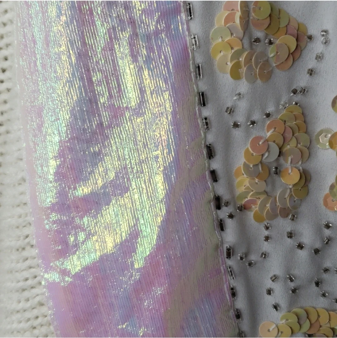 80s Iridescent Sequin Beaded Sweater By Bonnie Boerer - Image 7
