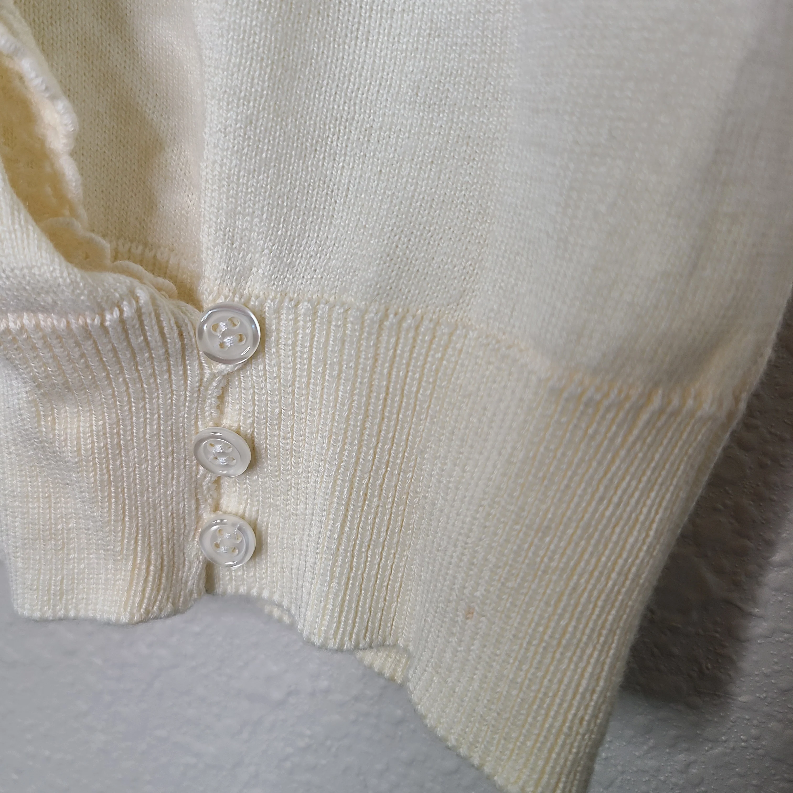 80s Ivory Lace Collar Surplice Sweater By Together - Image 4