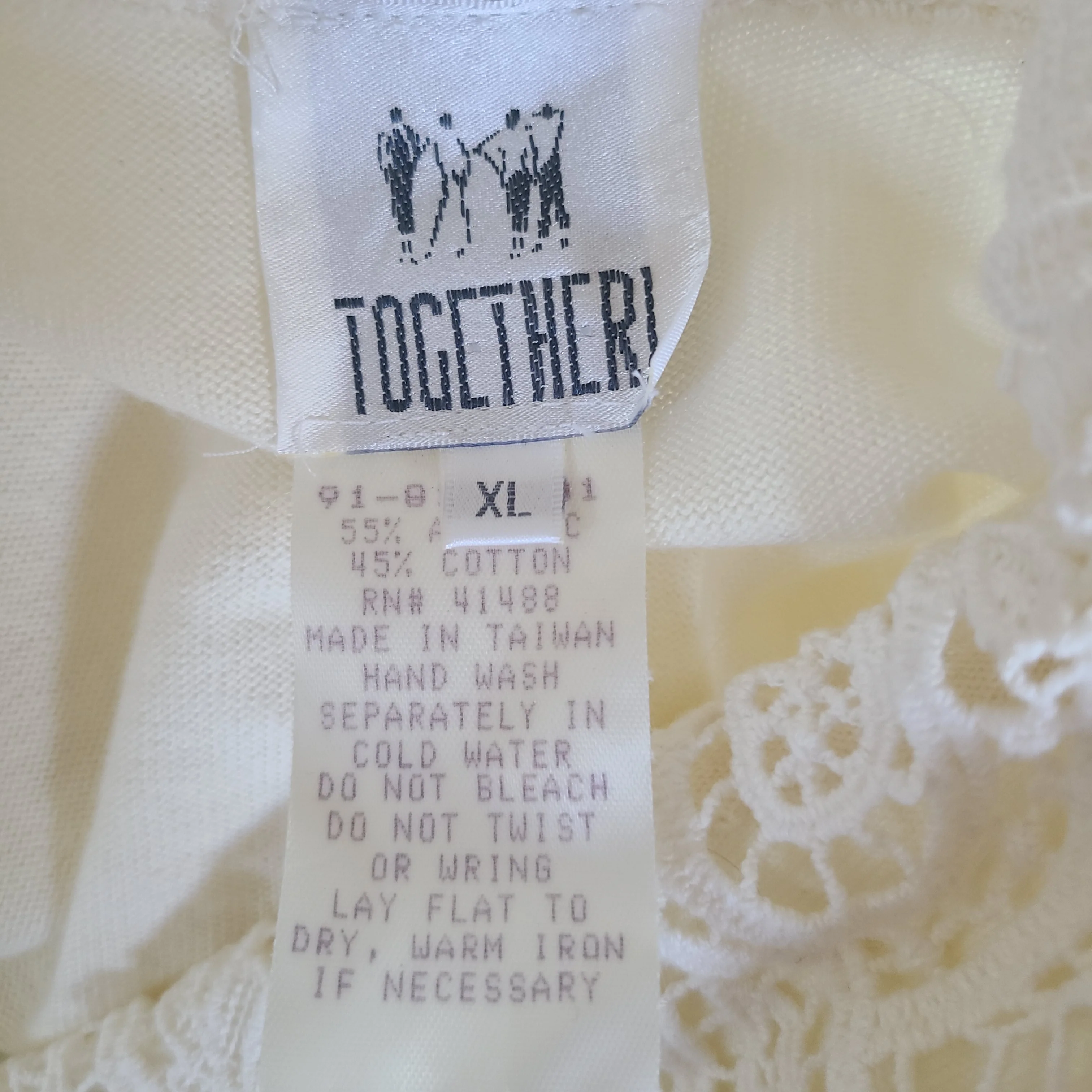 80s Ivory Lace Collar Surplice Sweater By Together - Image 6