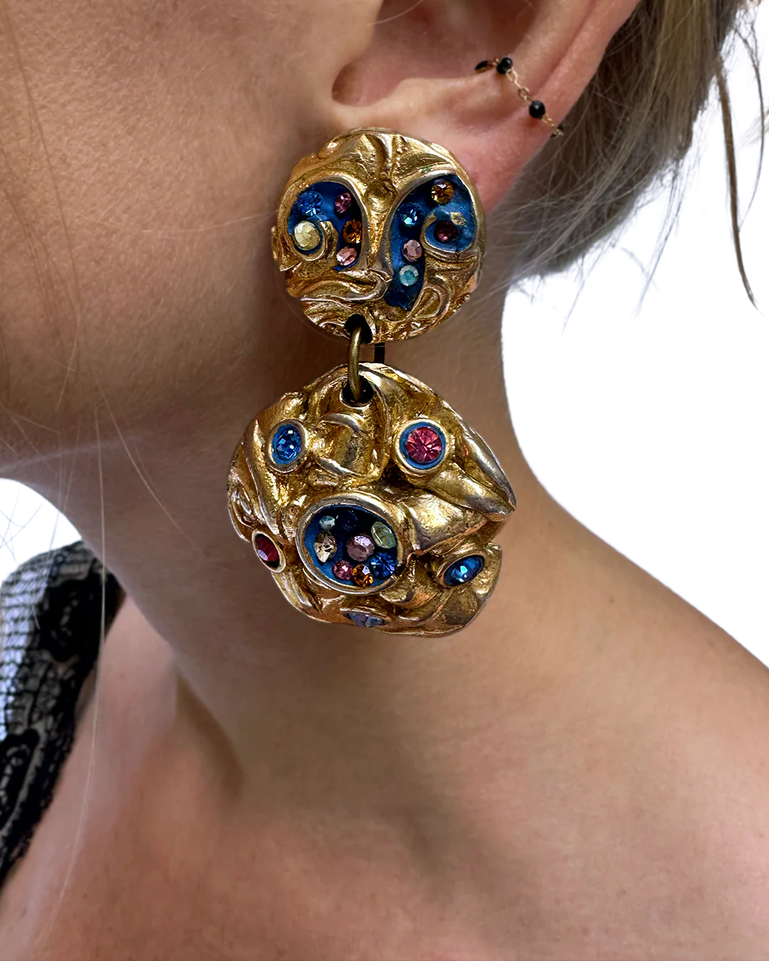 80s Jacky De G Multicolor Statement Earrings By Jacky De G - Image 2