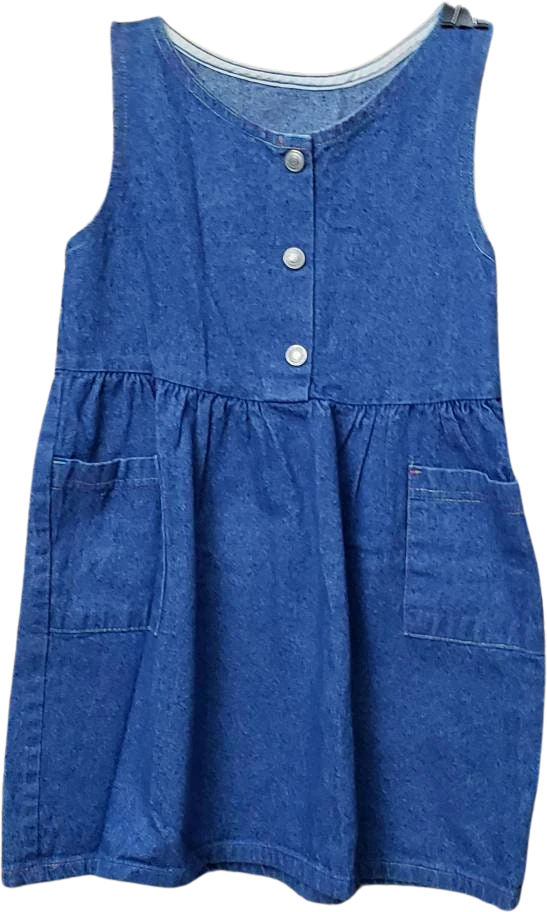 80s Jean Dress with Pockets and Rainbow Stitching by Healthtex Girl by Healthtex