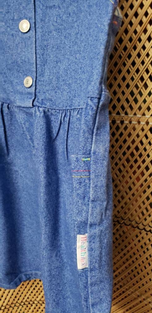 80s Jean Dress with Pockets and Rainbow Stitching by Healthtex Girl by Healthtex - Image 6