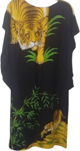 80s Jungle Tiger Print Kaftan Muumuu By Bali Moon - Image 2