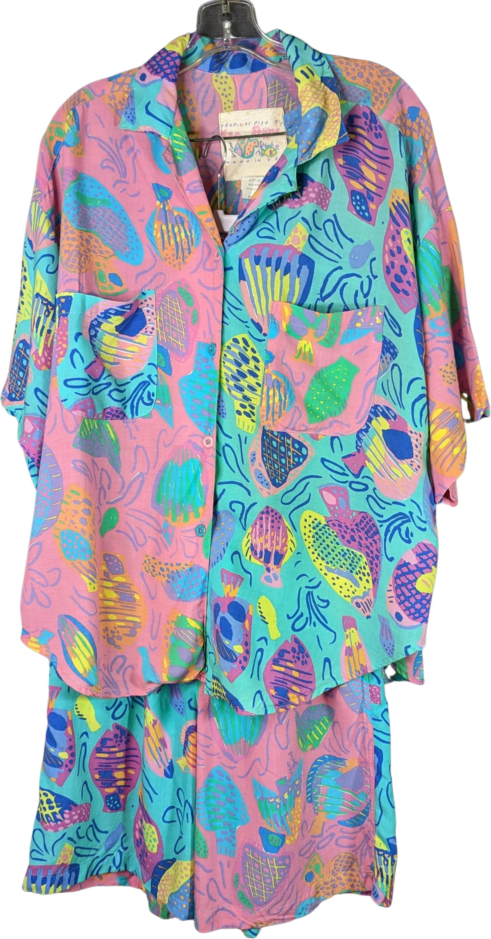 80s Ken Done Short Set Tropical Fishes Multicolored By Ken Done