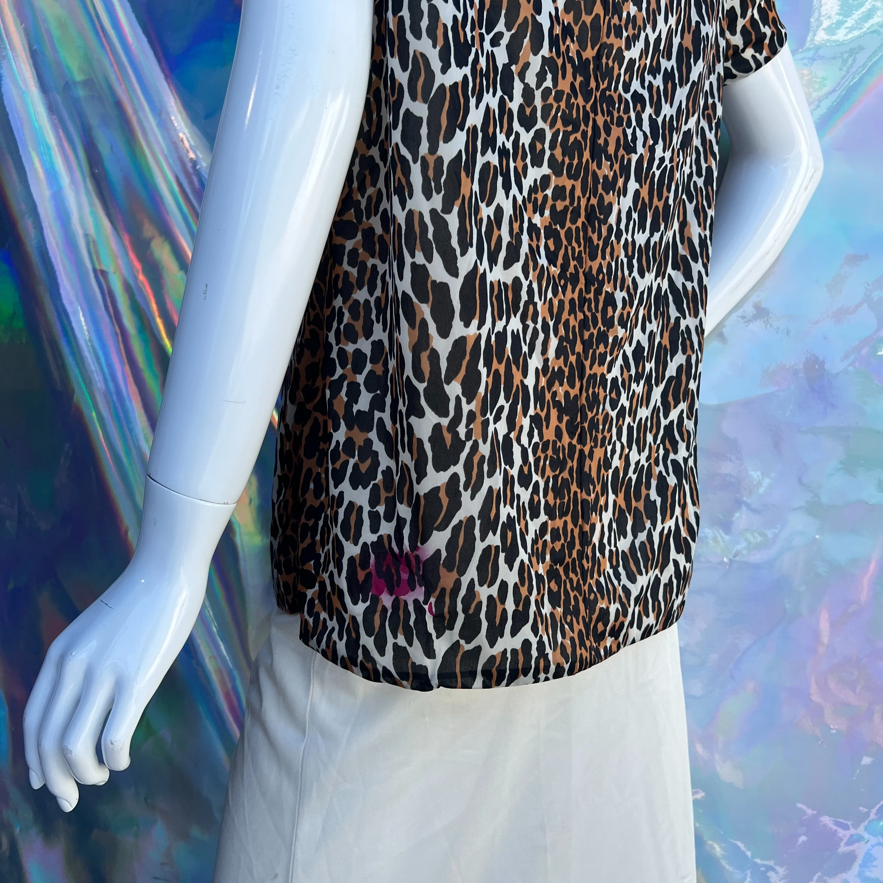 80s Keyhole Leopard Print Short Sleeve Night Shirt by Vanity Fair - Image 7