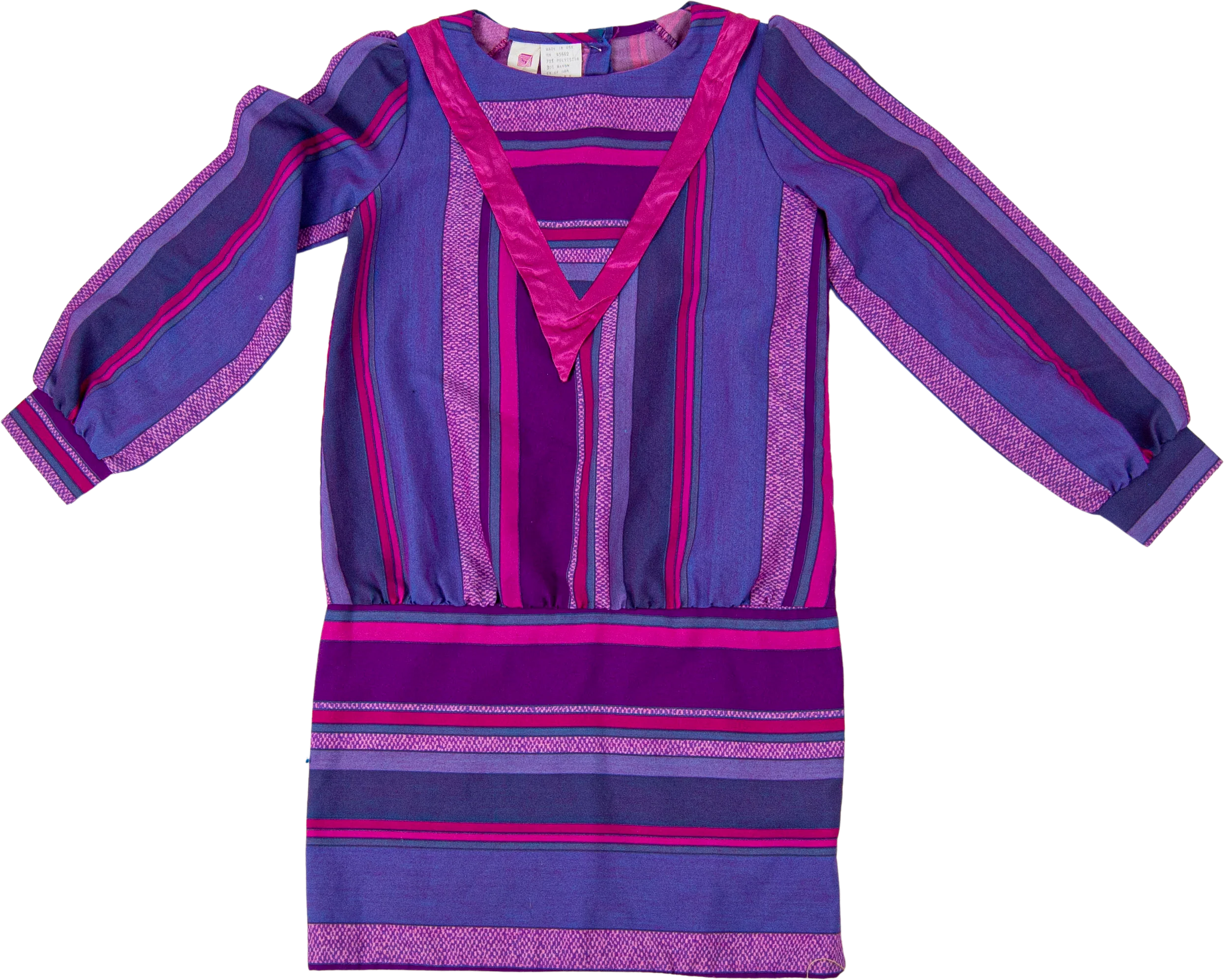 80s Kids Pink And Purple Drop Waist Dress / 8 By Roanna