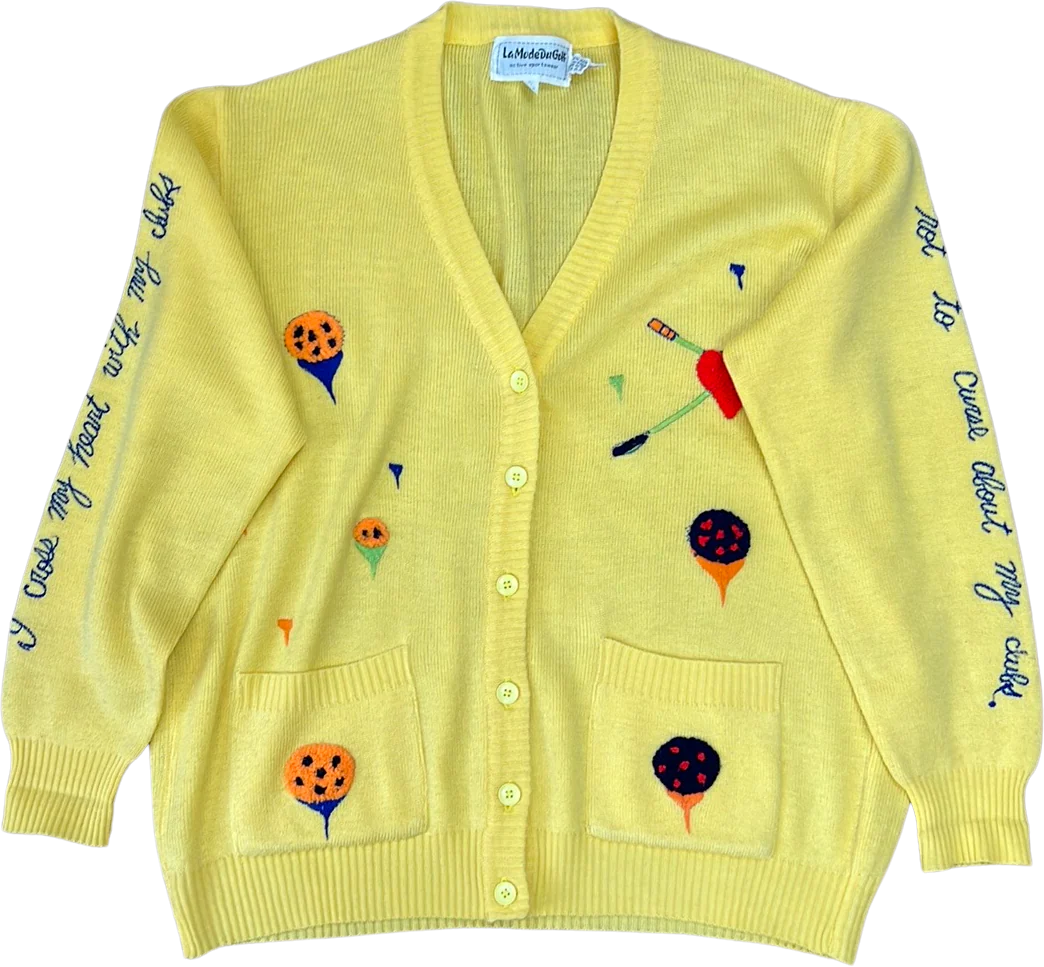 80s Ladies Cardigan Golf By La Mode Du Golf