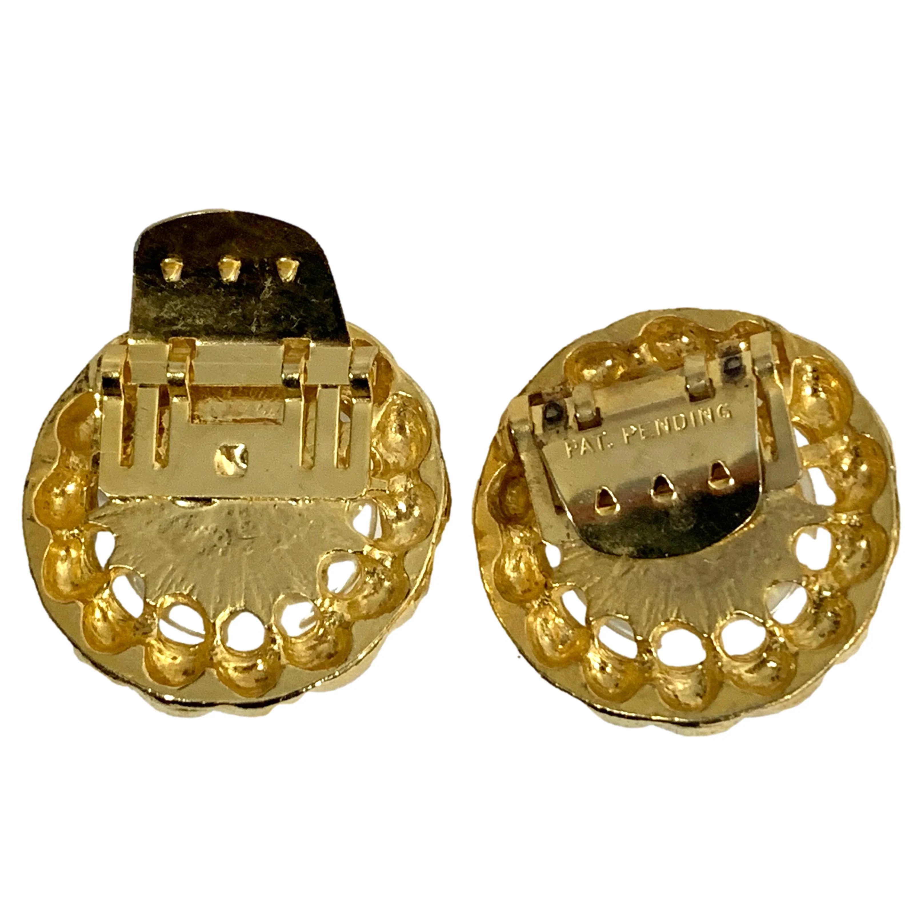 80s Large Baroque Gold And Pearl Shoe Clips - Image 8