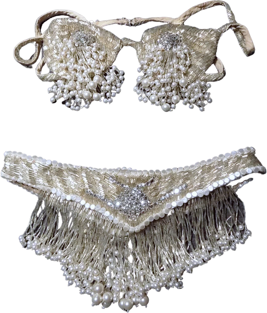 80s Las Vegas Show Girl Costume Melinda The Magician Stage Costume Small Hand Made Peals Beads