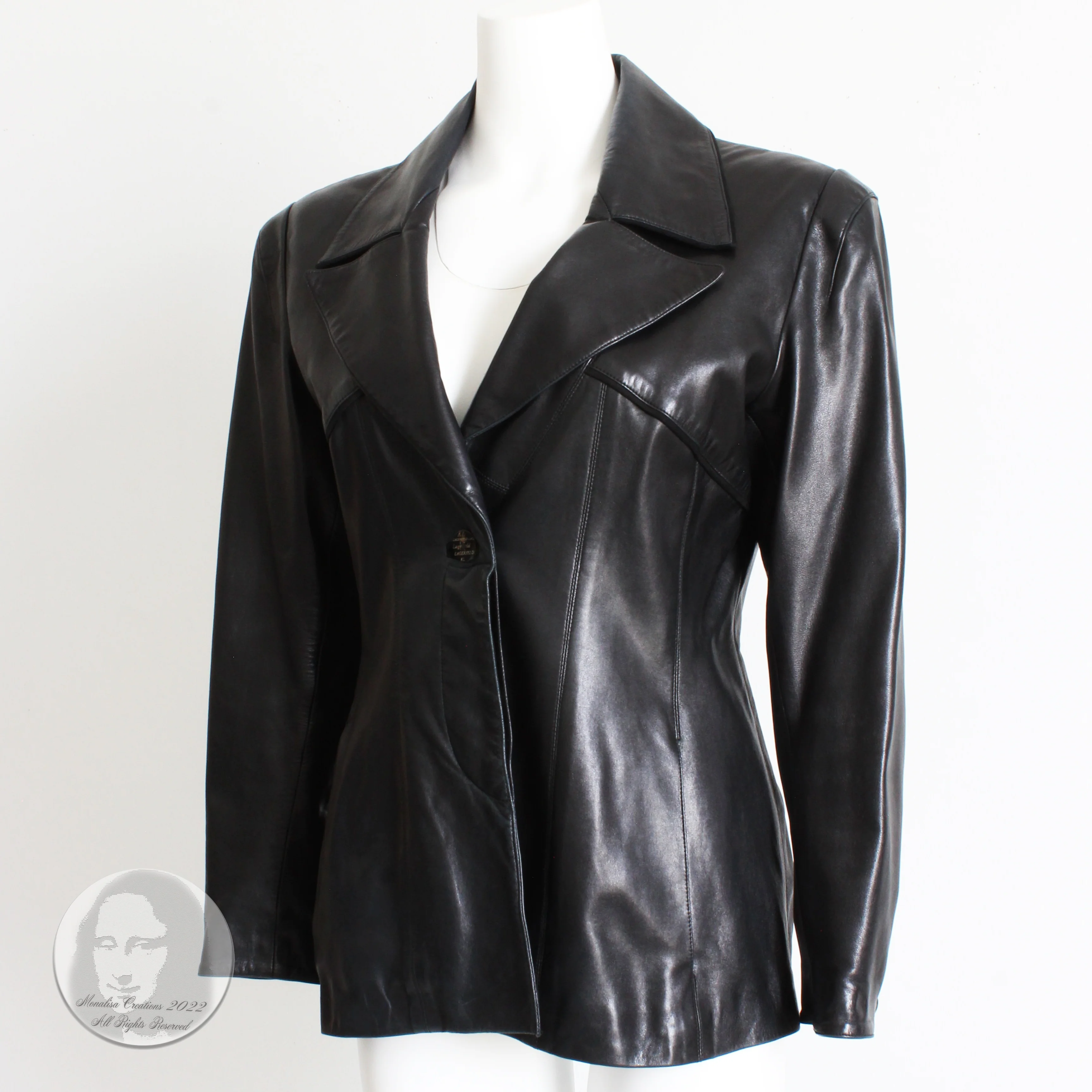 80s Leather Jacket Black Lambskin Made In France By Karl Lagerfeld - Image 4