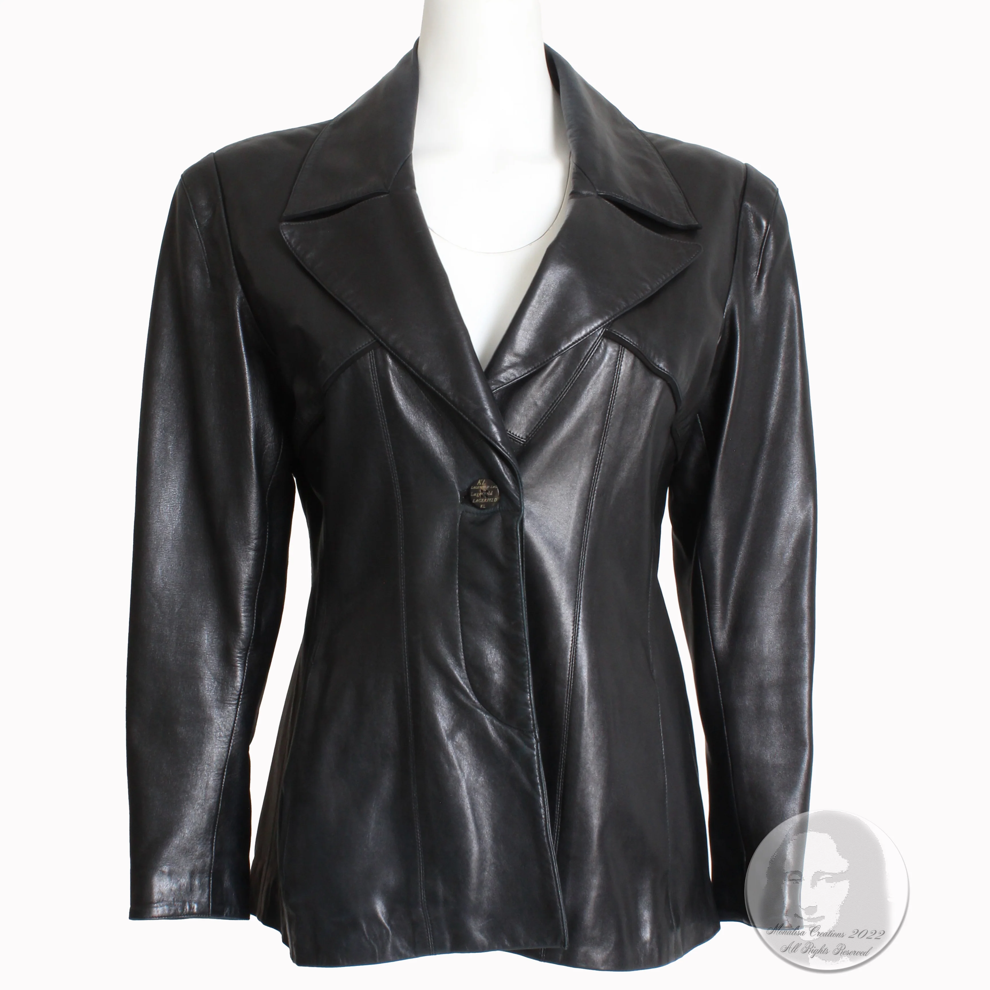 80s Leather Jacket Black Lambskin Made In France By Karl Lagerfeld - Image 6
