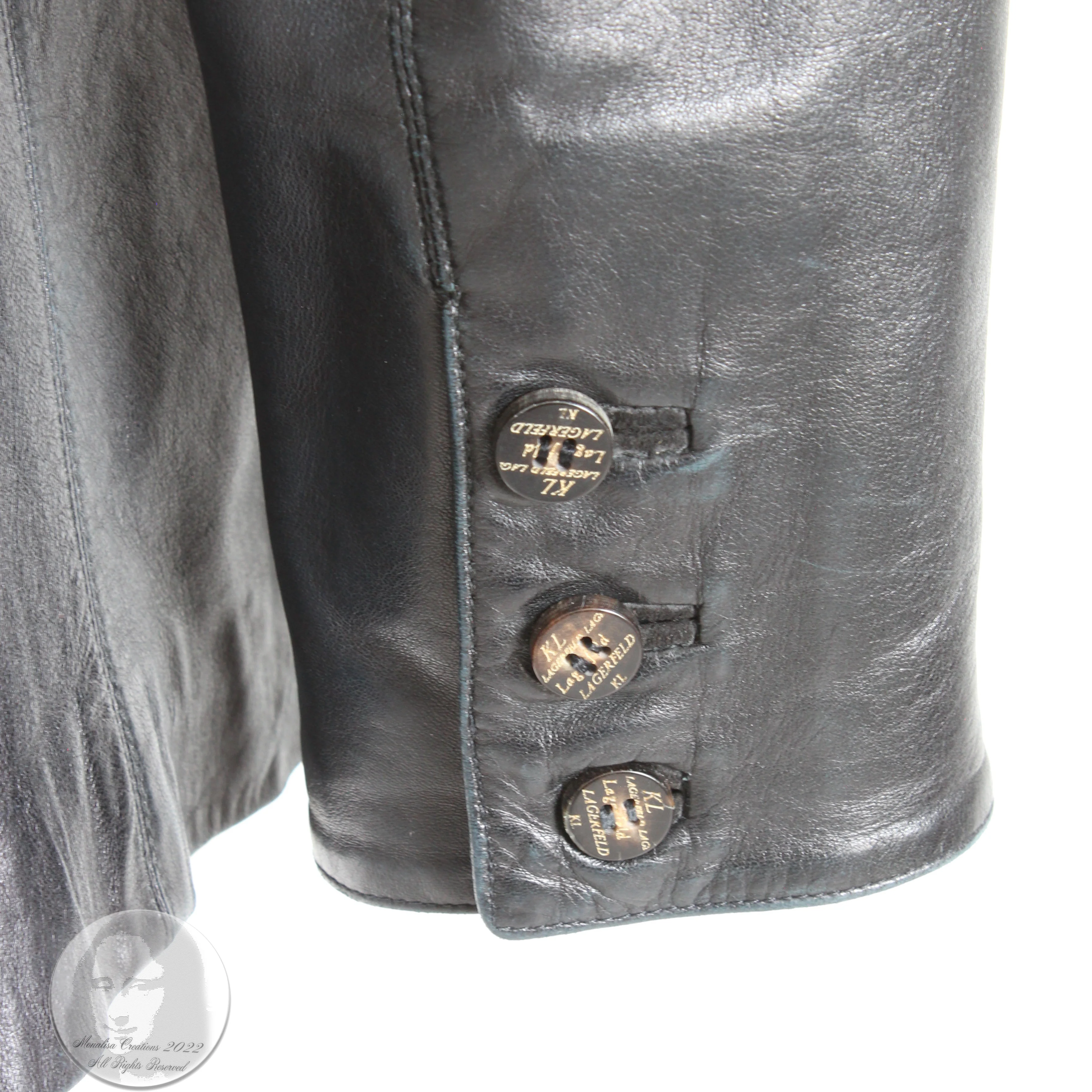 80s Leather Jacket Black Lambskin Made In France By Karl Lagerfeld - Image 8