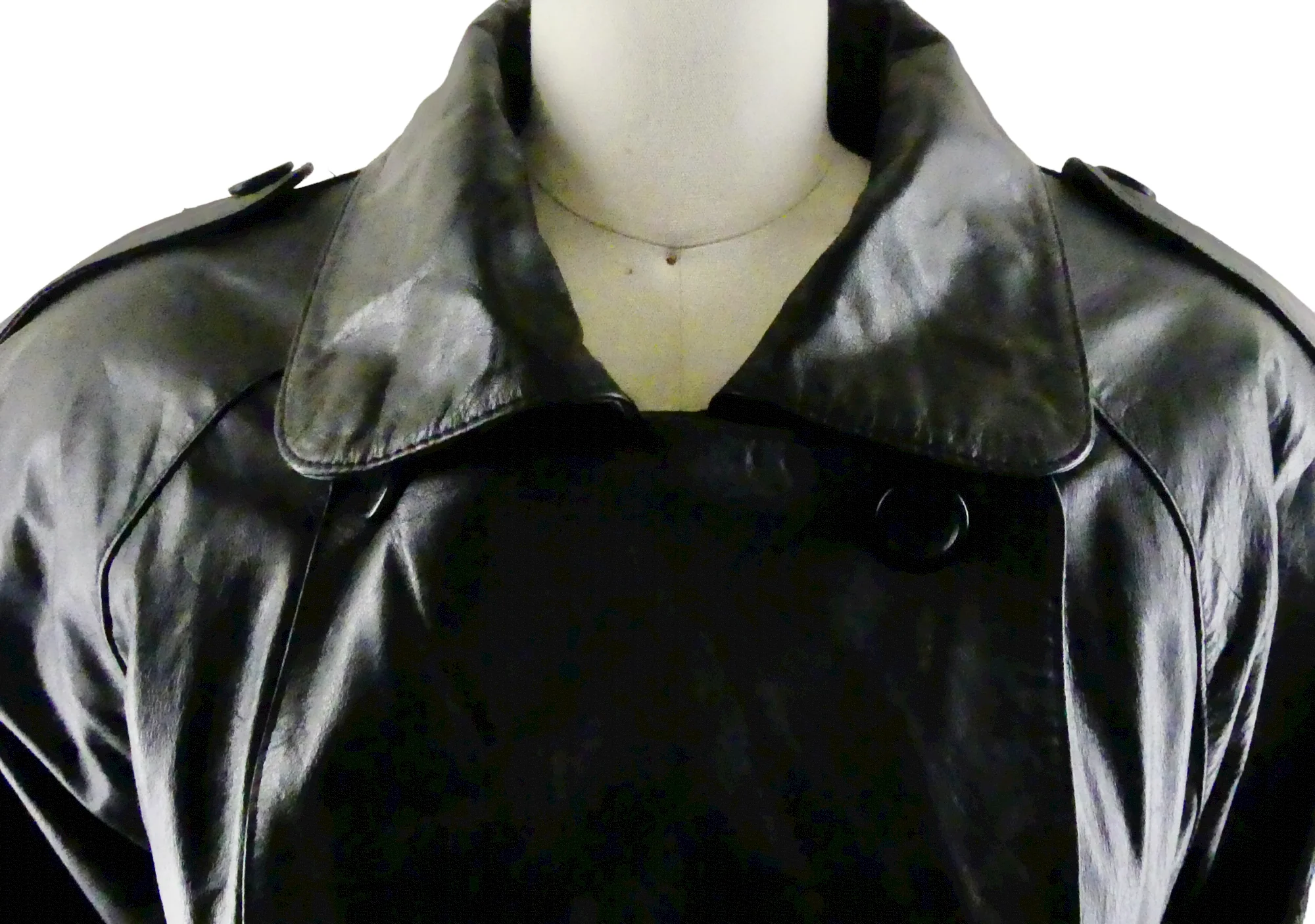 80s New Never Worn Impeccable Leather Trench Coat By Spiegel - Image 5