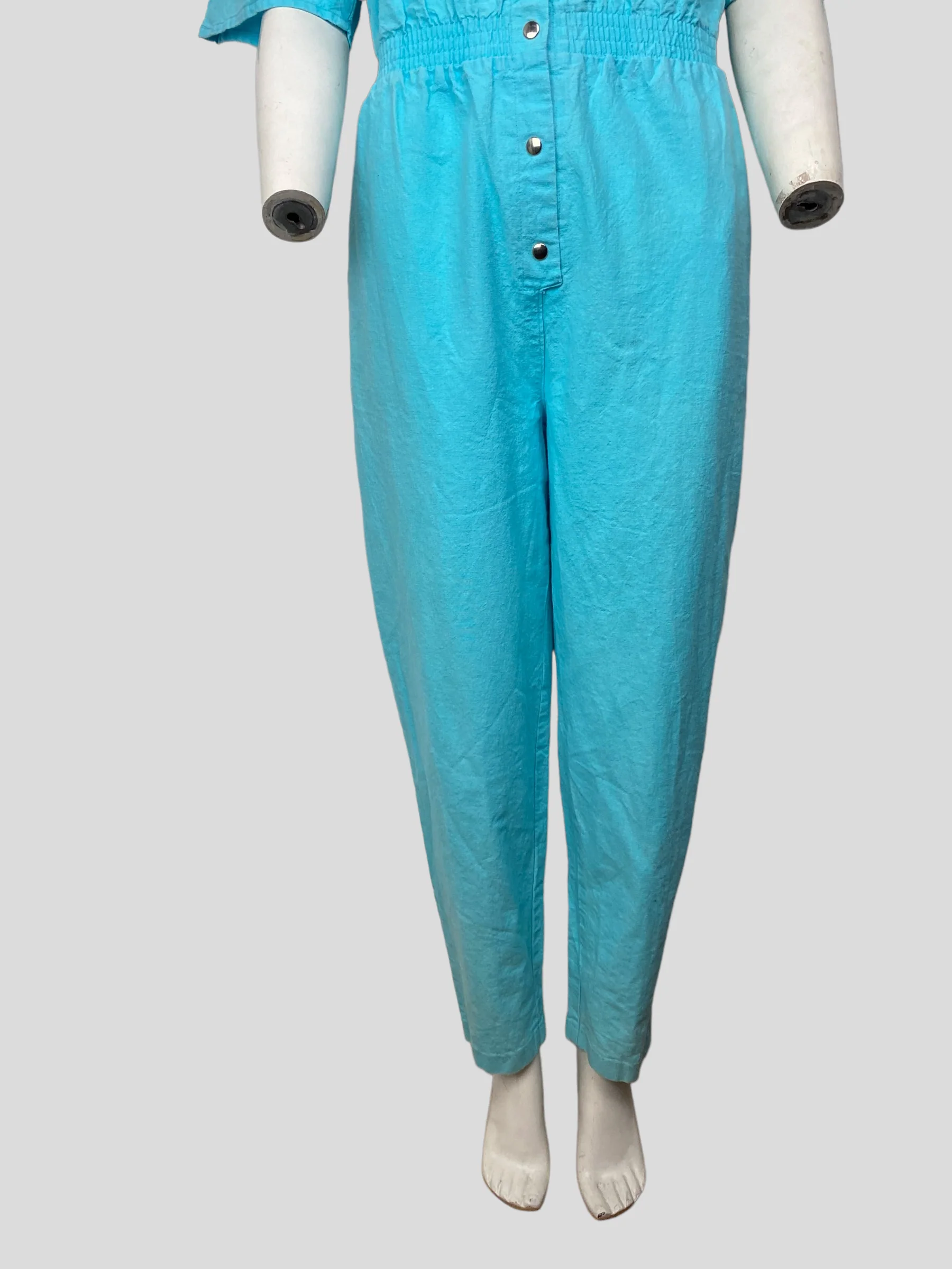 80s Light Blue Short Sleeve Jumpsuit By La Seat Covers - Image 5