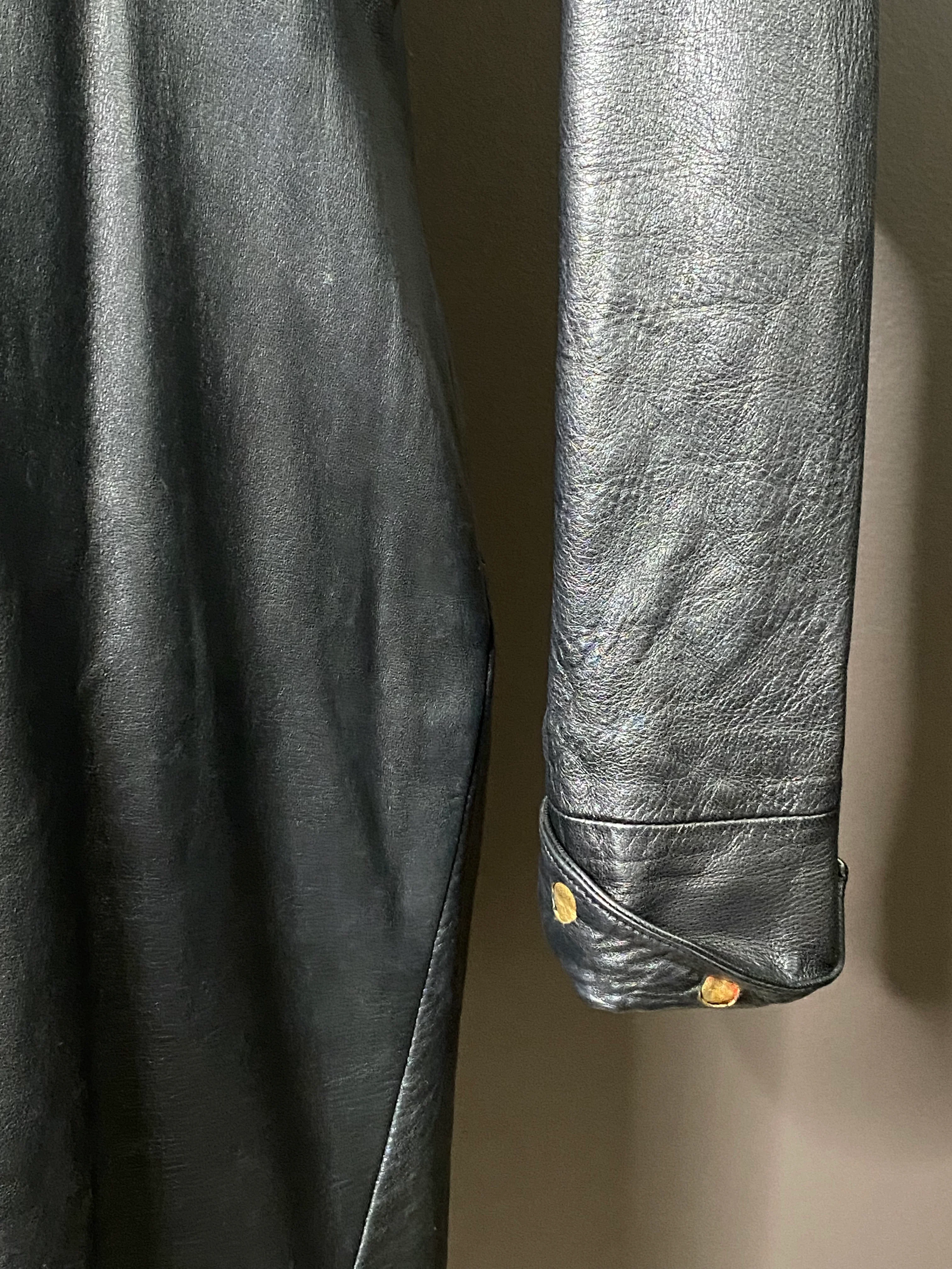 80s Like Butter Black Leather Dress Gold Dots - Image 5