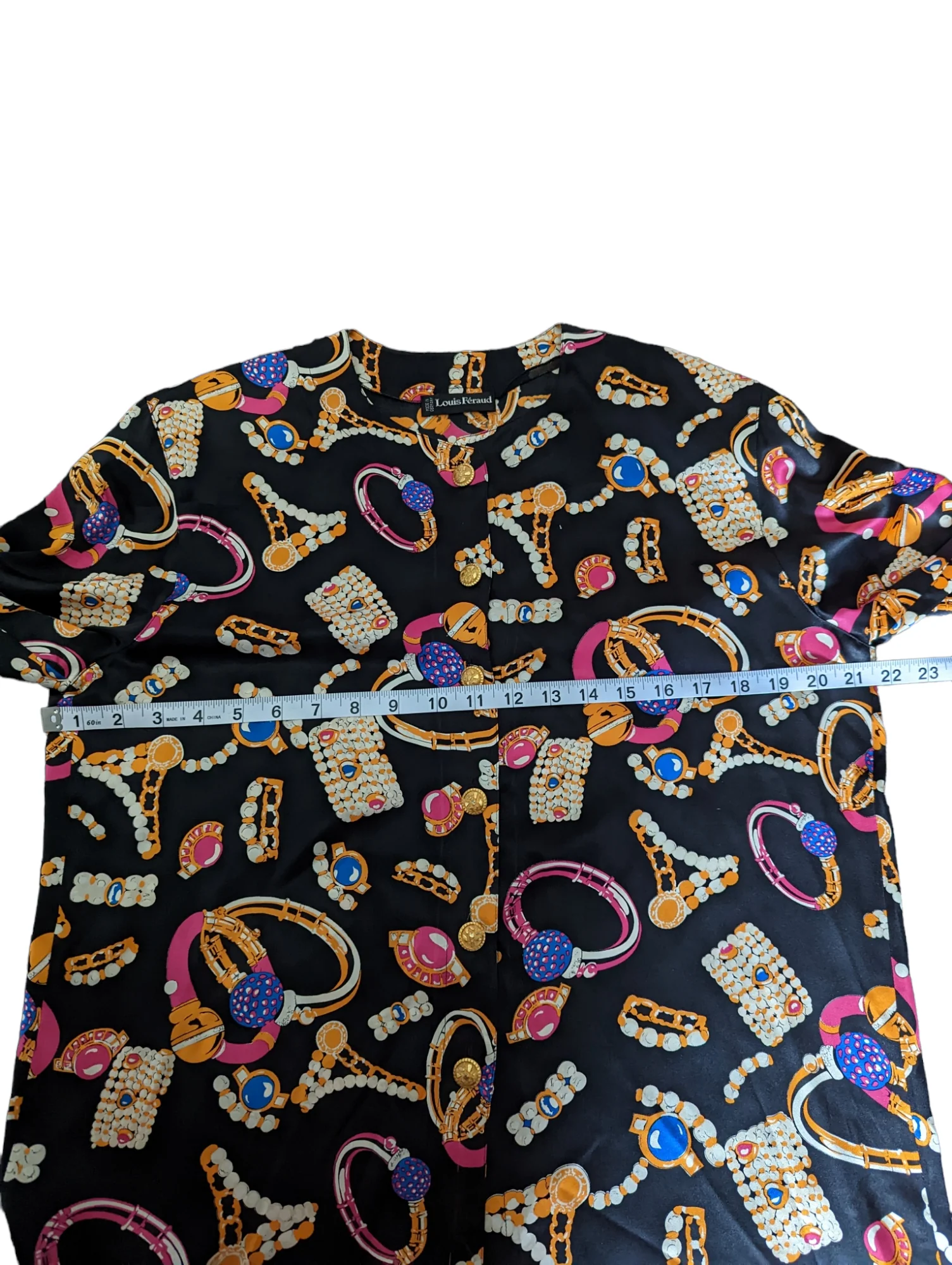 80s Jewelry Print Blouse With Matching Bow By Louis Feraud - Image 7