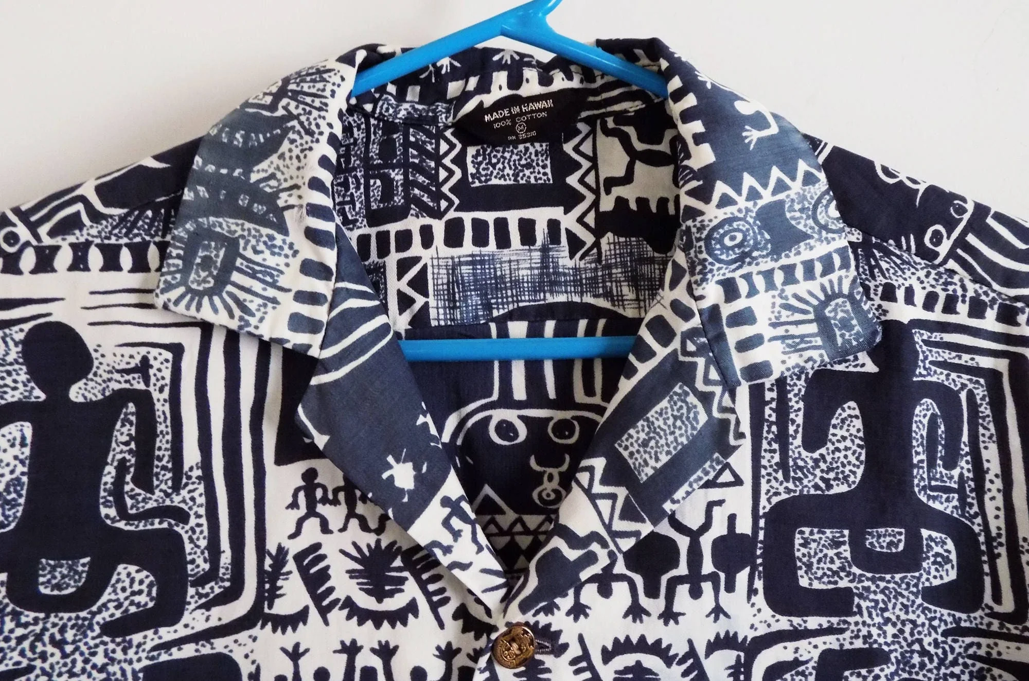 80s "made In Hawaii" Men's Shirt Hula Keith Haring Pattern M - Image 5