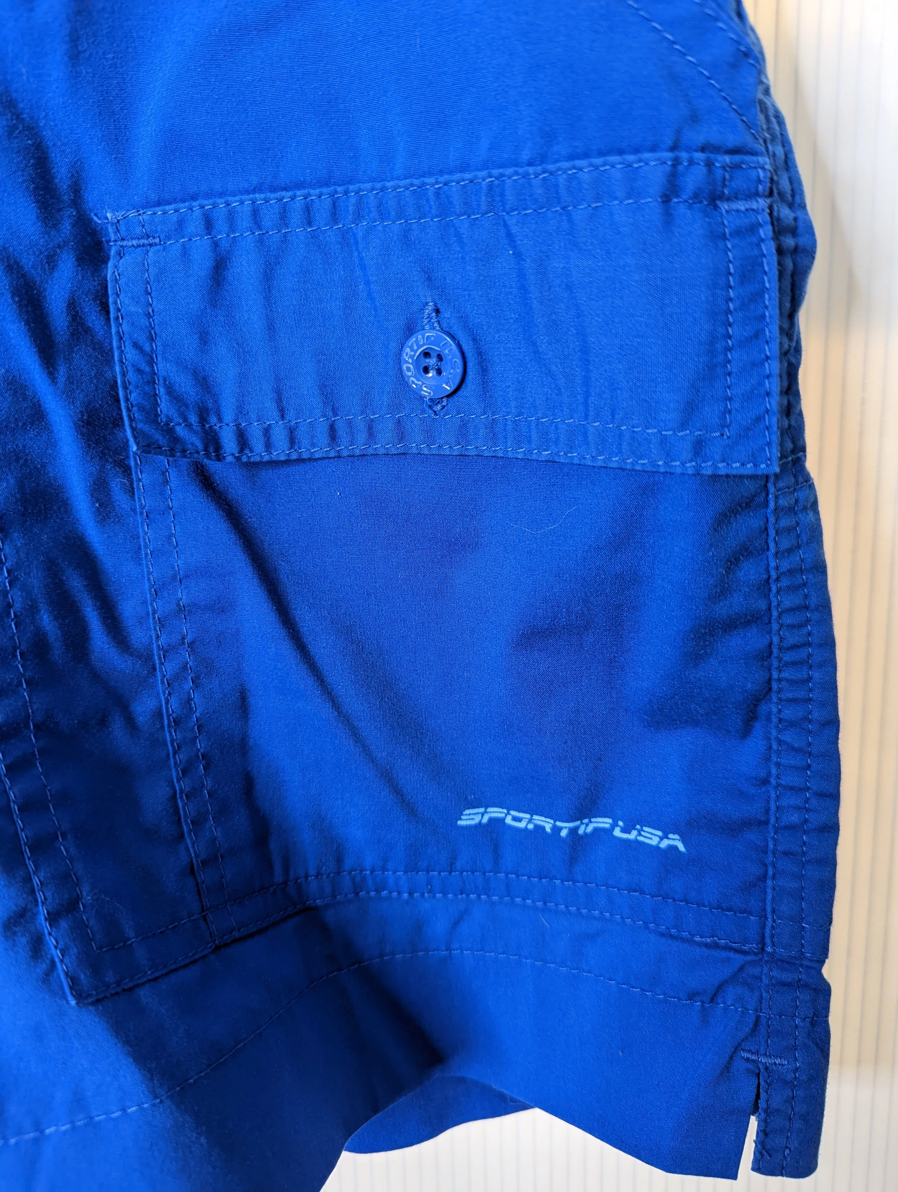 80s Men's Cargo Shorts Blue Sport Short Inseam Size 40 By Sportif - Image 10