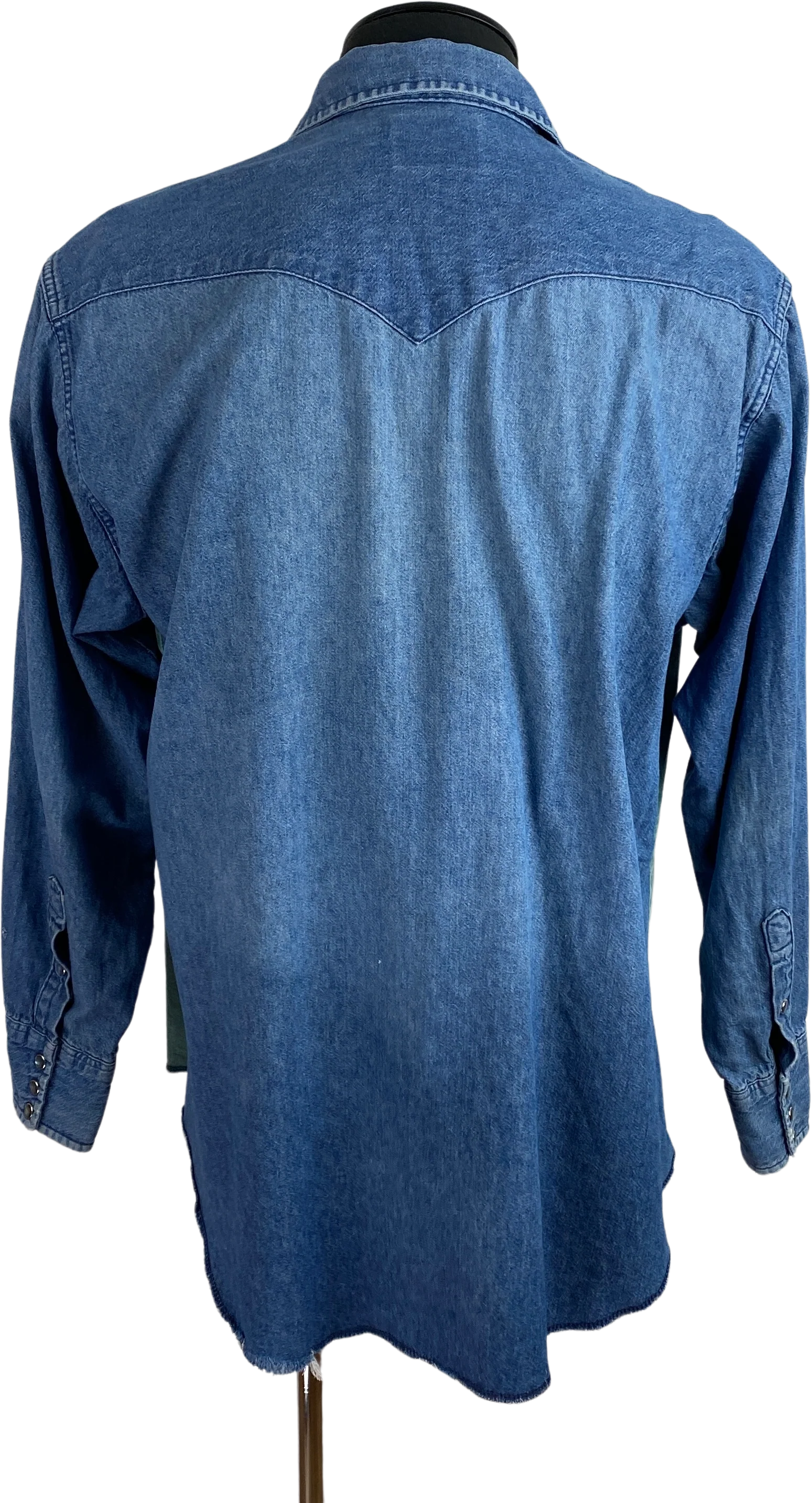 80s Men's Wrangler Colorblock Denim Shirt By Wrangler - Image 2