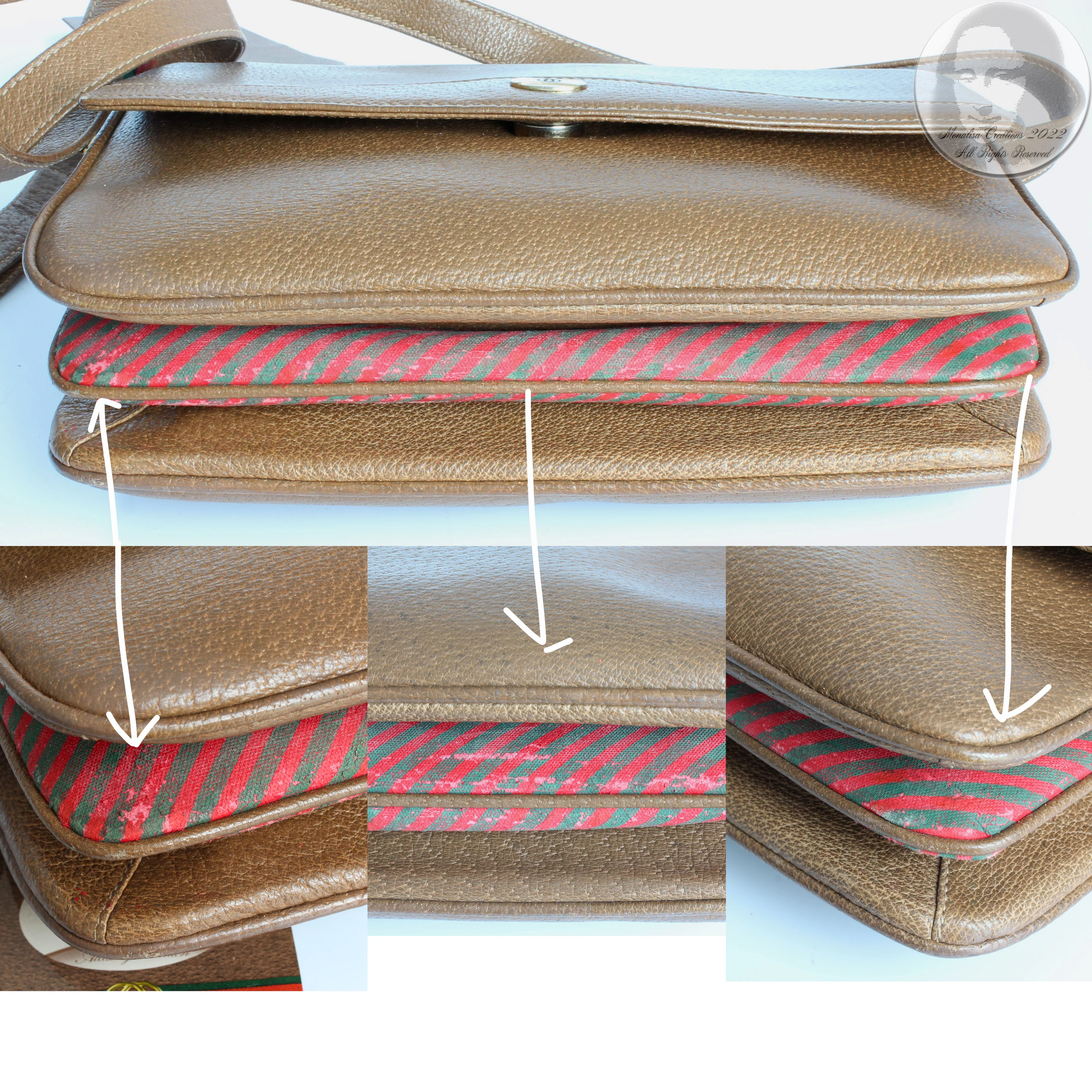 80s Messenger Bag Crossbody Brindle Pigskin Leather By Gucci - Image 13
