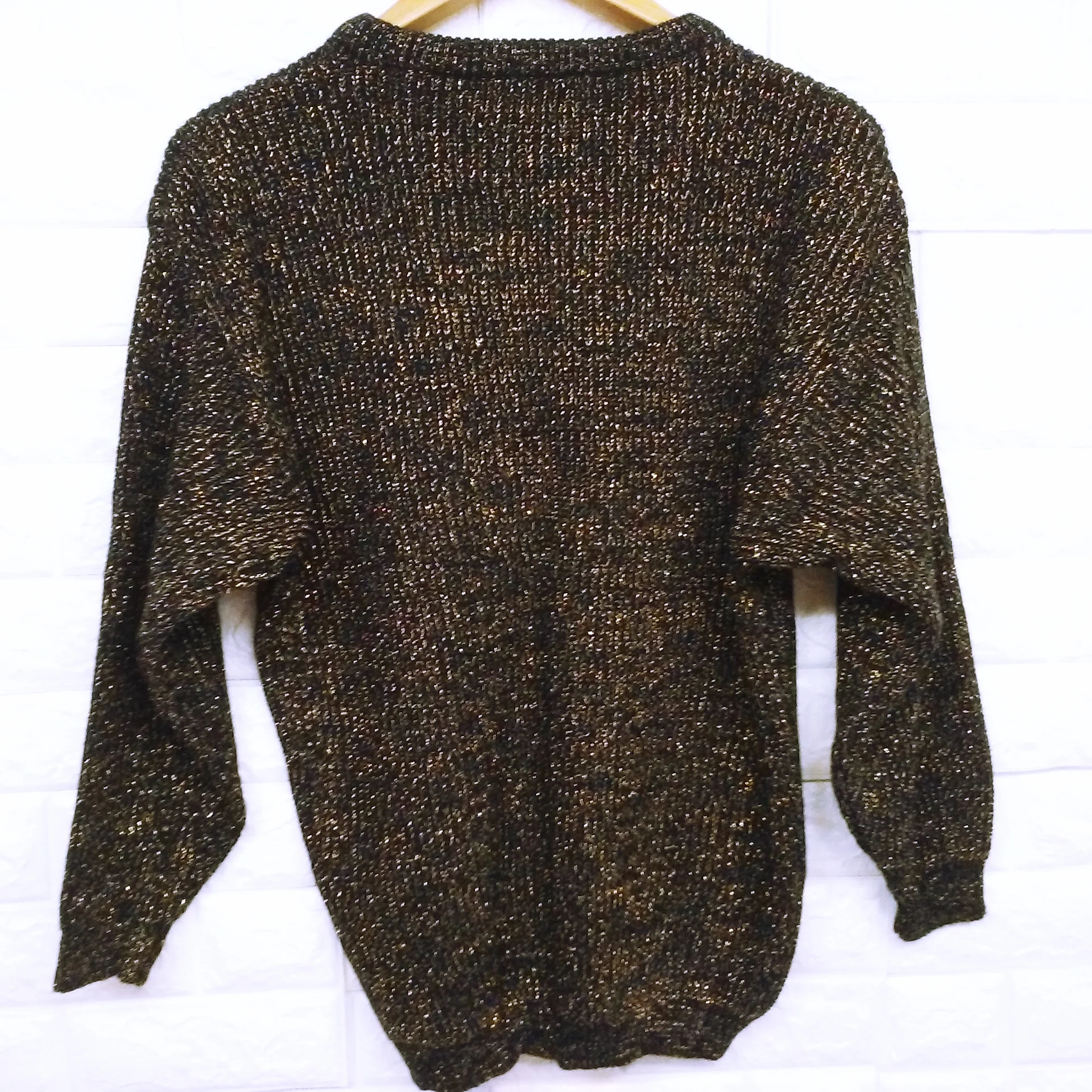 80s Metallic Glitter Crew Sweater Floral Applique By Sml Sport Made In Korea - Image 10