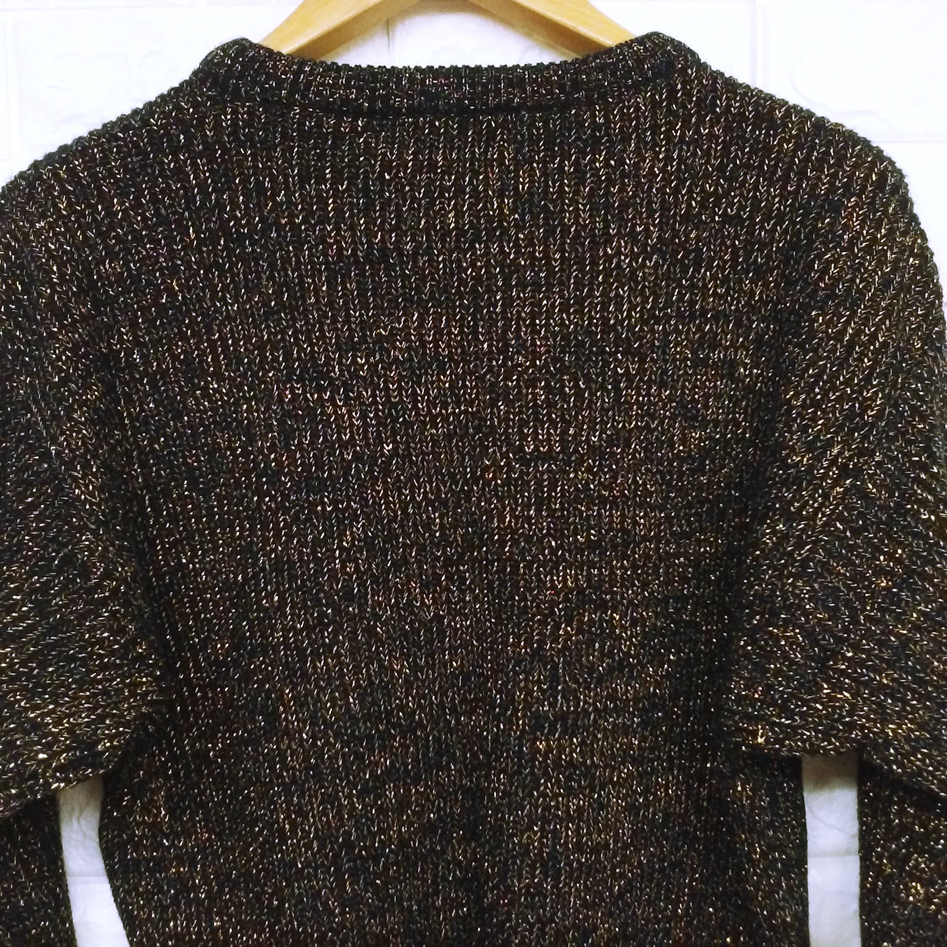 80s Metallic Glitter Crew Sweater Floral Applique By Sml Sport Made In Korea - Image 11