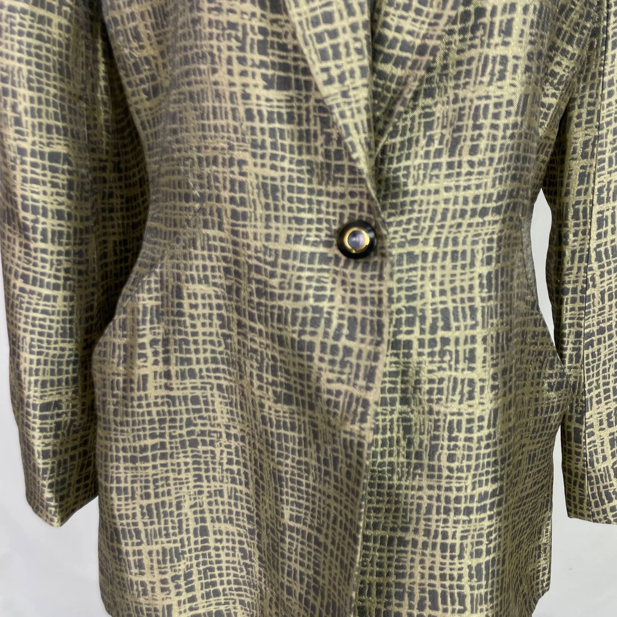80s Metallic Gray And Beige 1 Button Indie Blazer By Joyce Driglas - Image 5