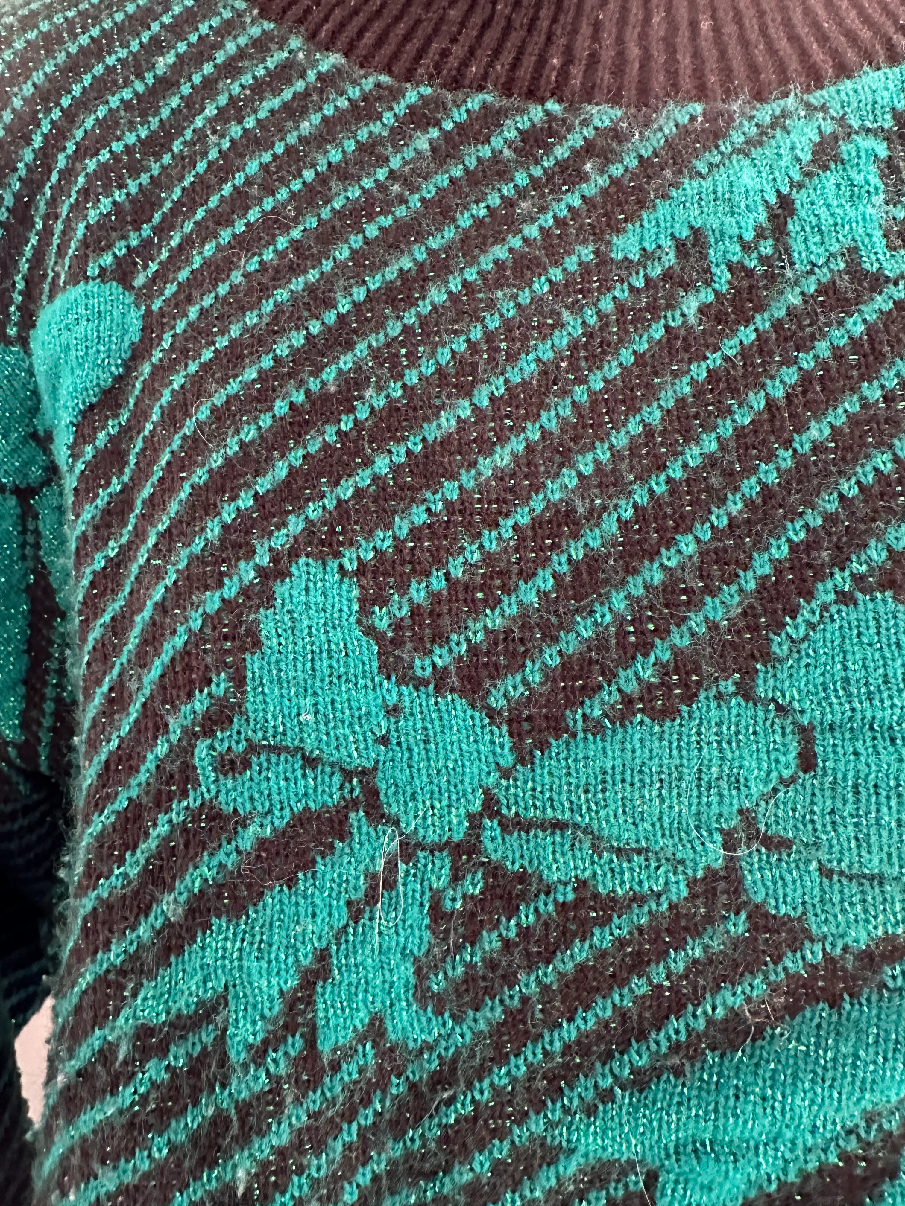 80s Metallic Green Ribbon Sweater By Teasers - Image 3
