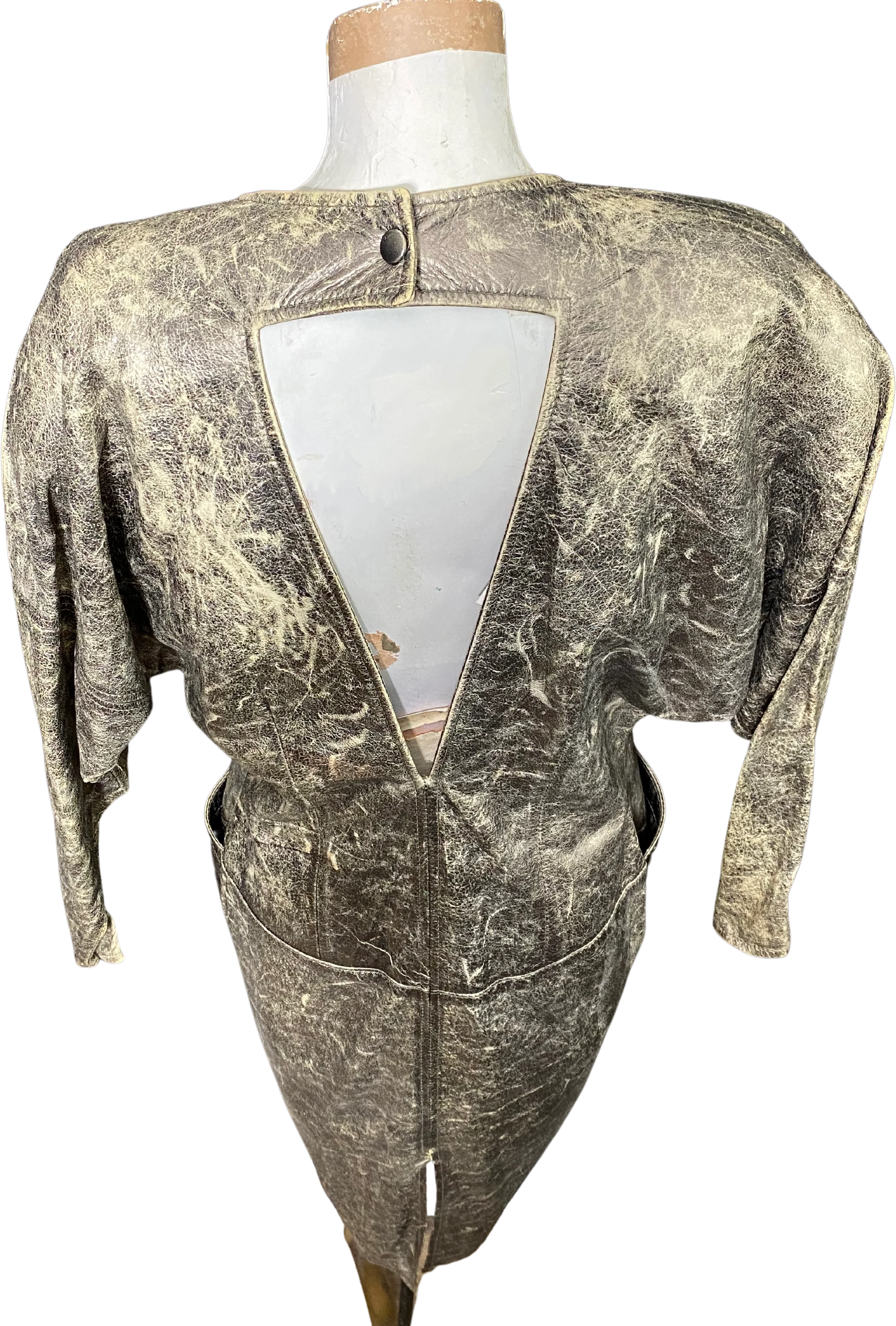 80s Metallic Leather Avant Garde Dress - Image 2